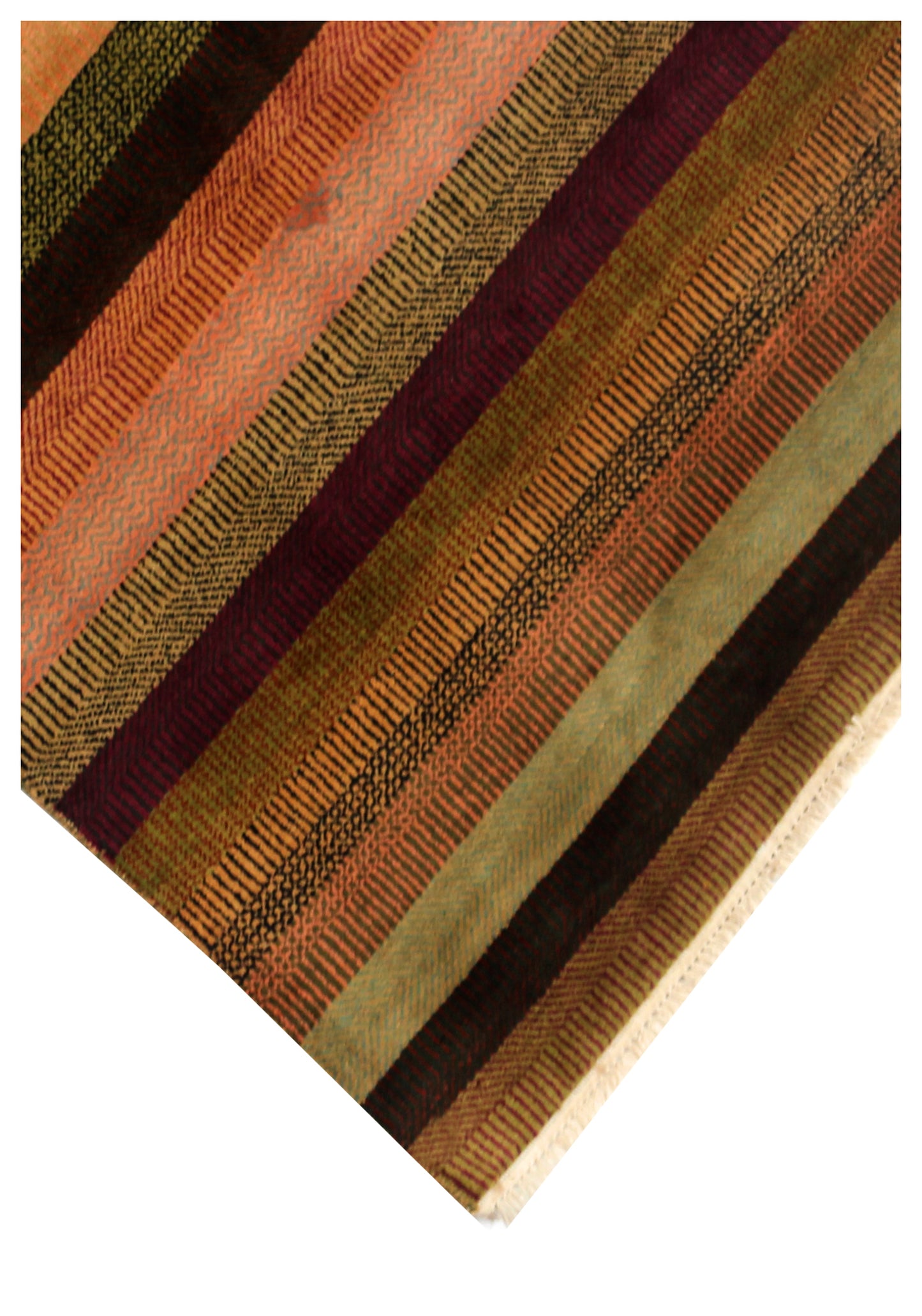 Hand Knotted Modern Striped Runner Rug - Multicolor 100 KPSI 3x16 3x10 