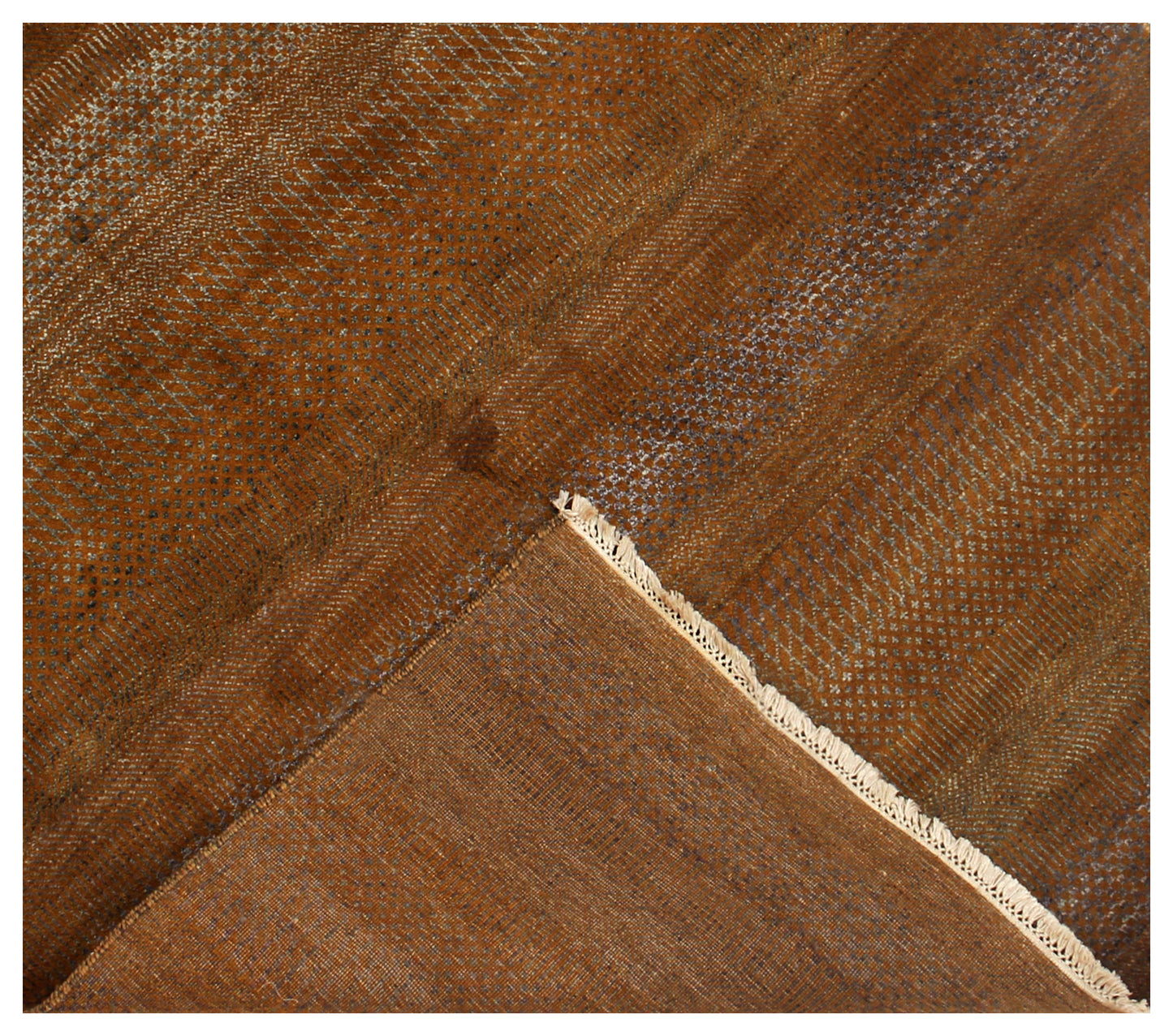 Hand Knotted Striped Modern Rug - Gold Brown Premium Wool Area Rug 