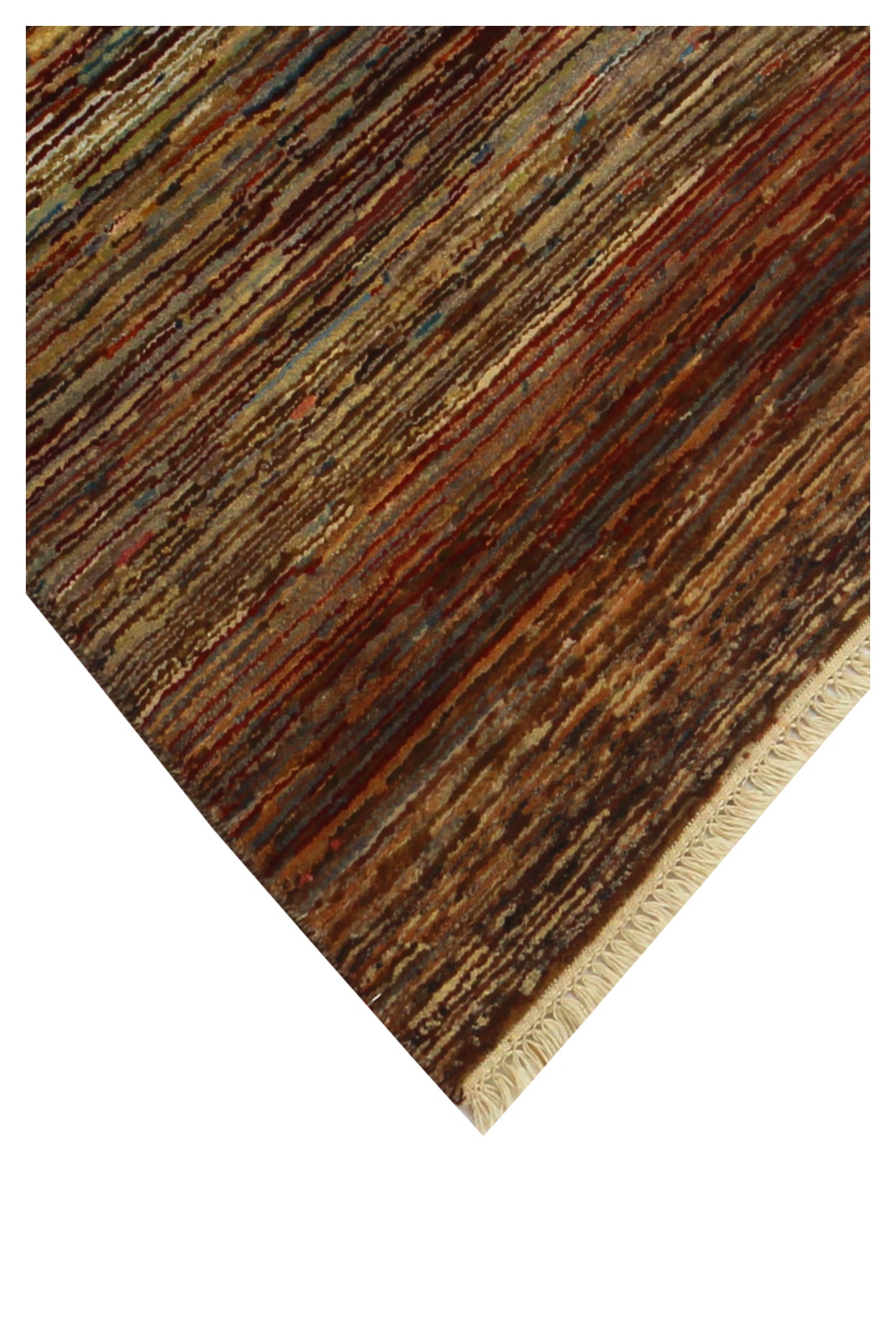 Hand Knotted Striped Modern Rug - Multicolor Grass-Inspired 2x6.6 Feet 