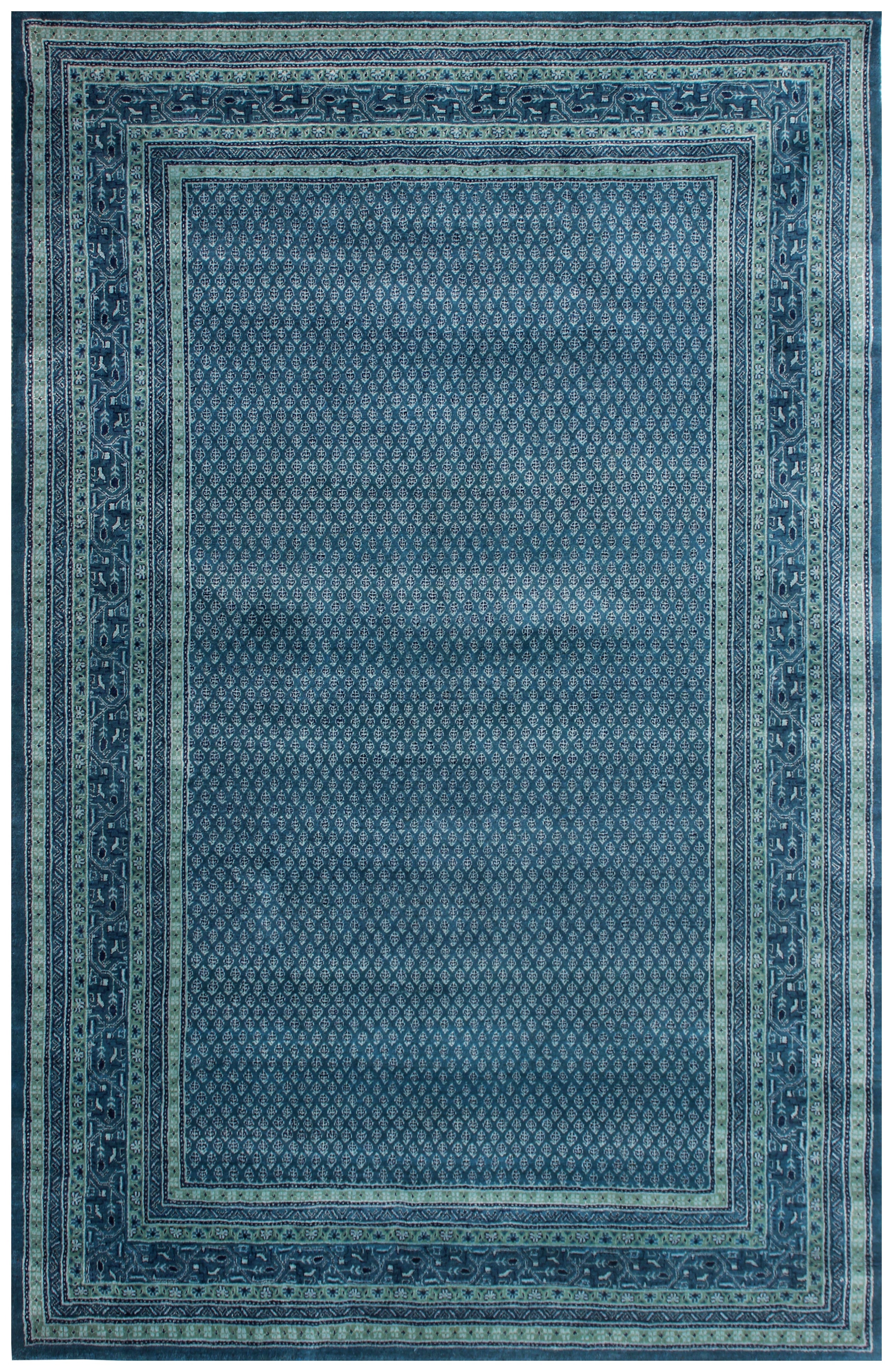 Hand Knotted Traditional Blue Rug - Premium Wool 7x10 8x10 Feet