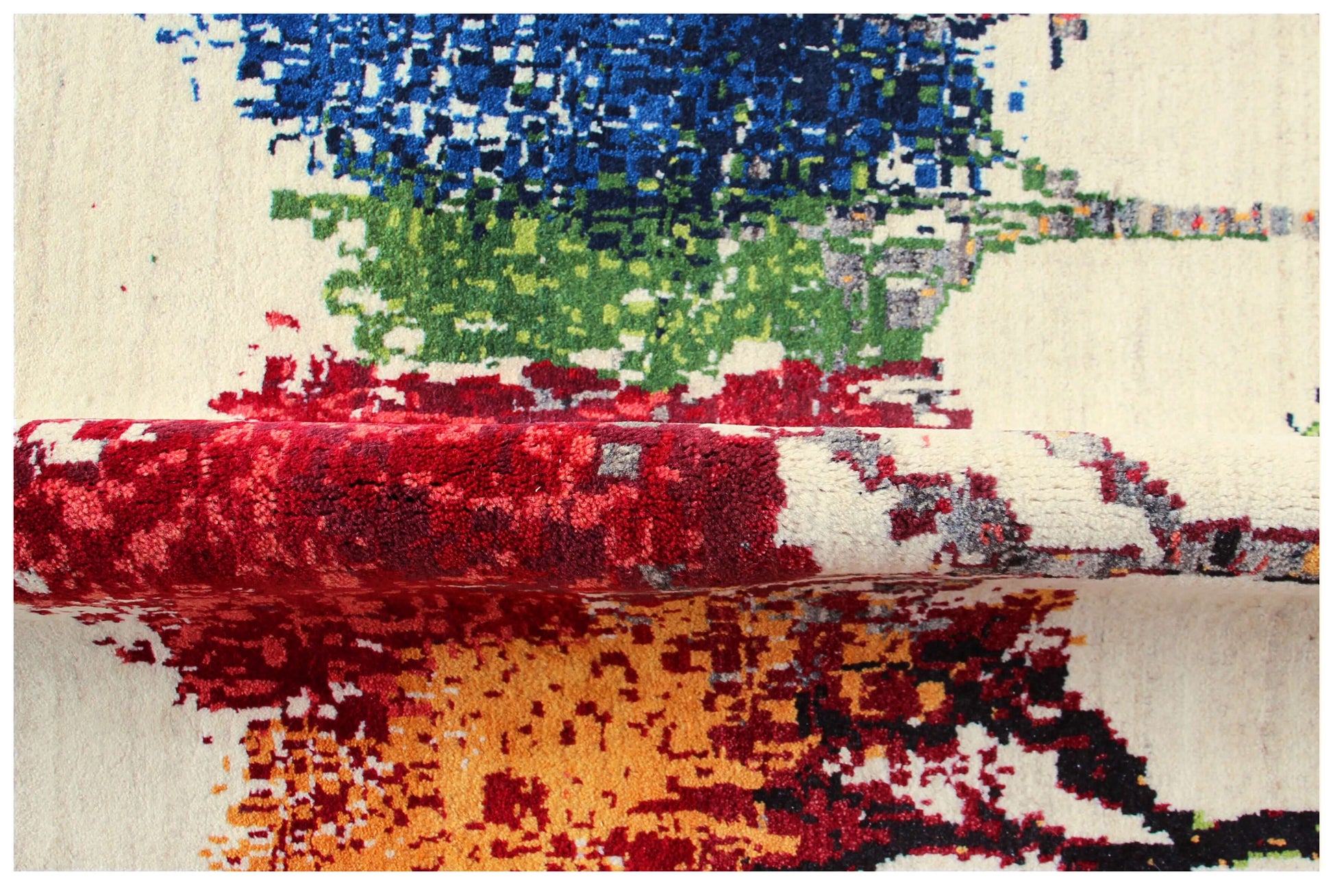 Hand Knotted Tree Landscape Rug - Ivory Multi Color Natural Wool Area 6.6x10 Rug