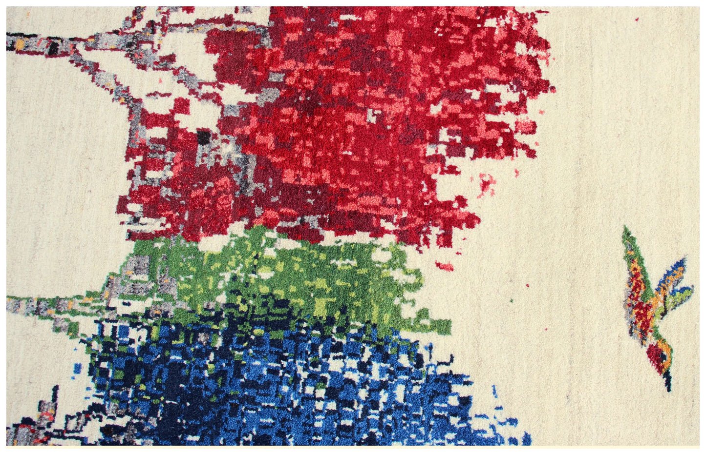 Hand Knotted Tree Landscape Rug - Ivory Multi Color Natural Wool Area 6.6x10 Rug