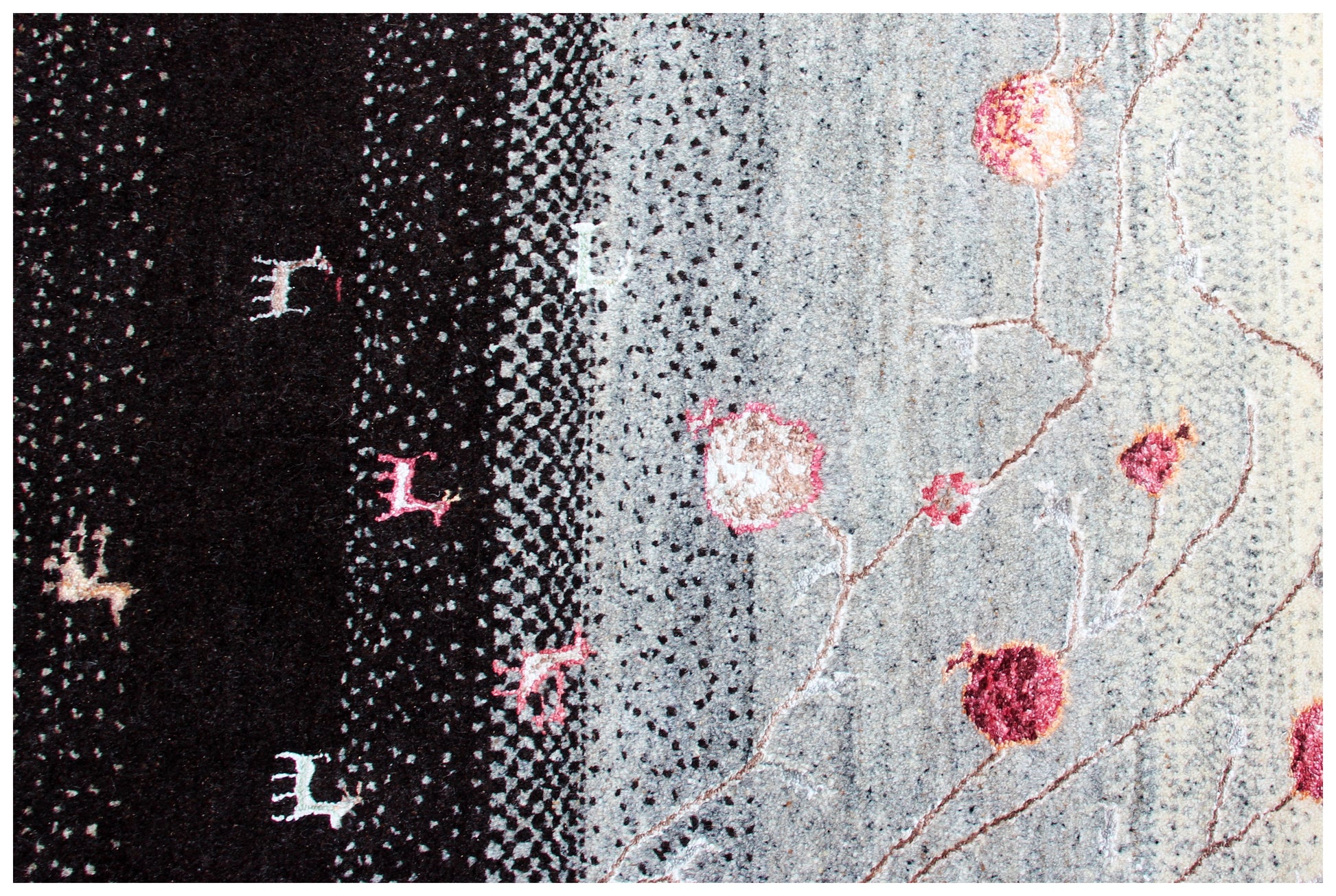Hand Knotted Tree of Life 6.6X10 Rug - Black Multi Color Natural Wool Area Rug 