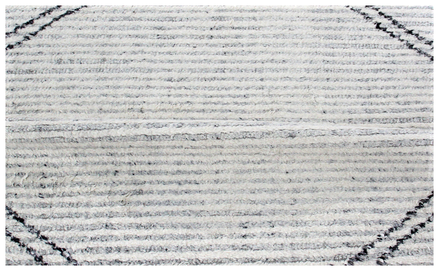 Hand Knotted Gray Ivory Black Modern Striped Rug - Hand Carved Texture 5.6x8