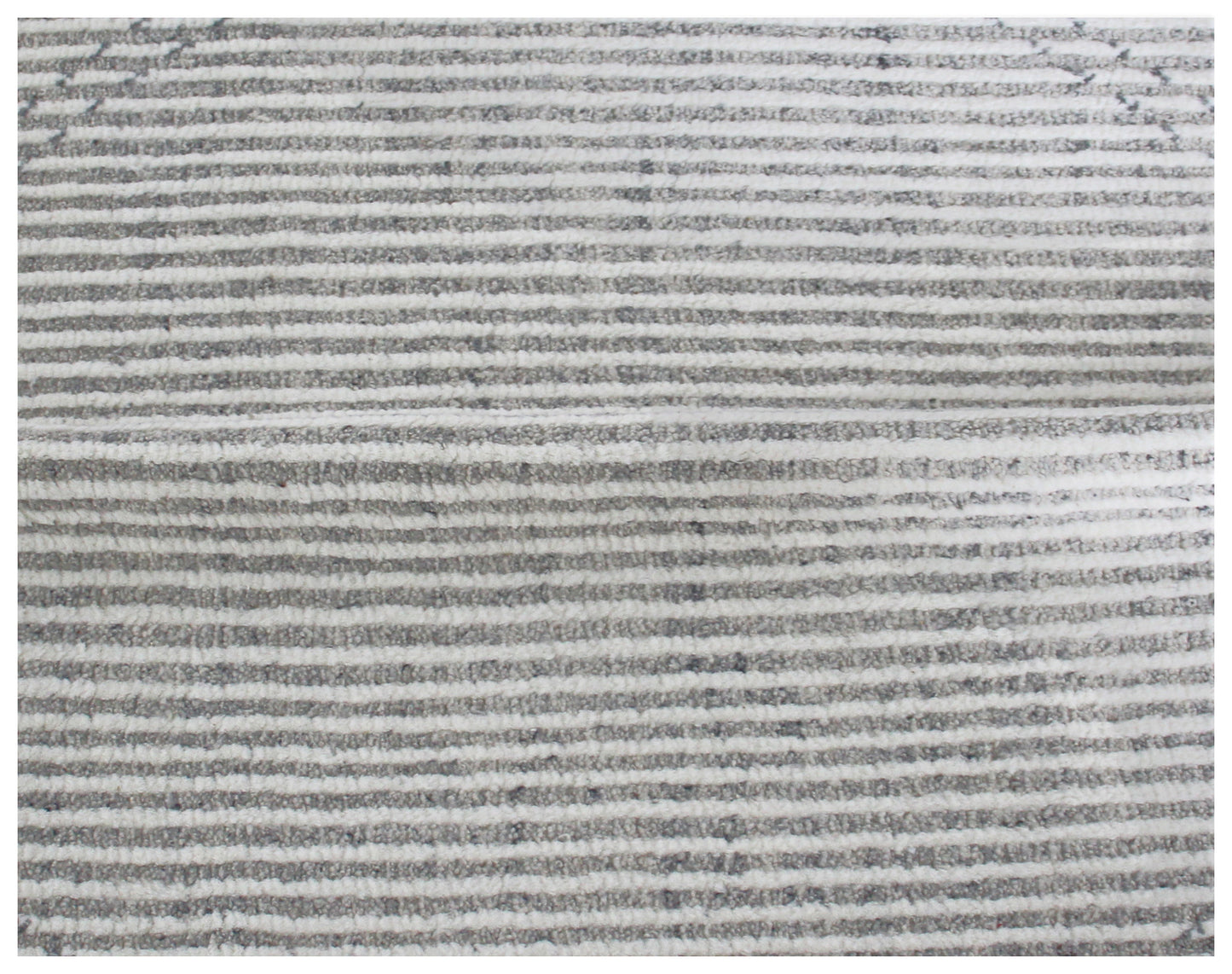 Hand Knotted Ivory Gray Modern Striped Rug - Hand Carved Texture 5.6x8.6 Feet