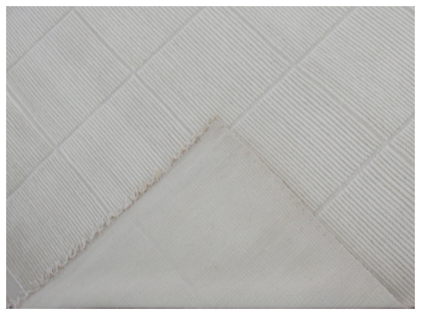 Hand Knotted Ivory Geometrical Striped Rug - Hand Carved Texture 6x9 Feet