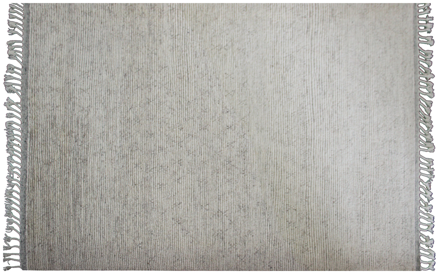 Hand Knotted Ivory Gray Striped Rug - Textured Area Rug 6x8 Feet