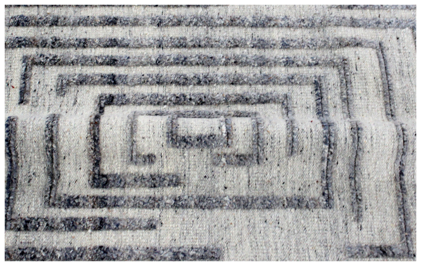 Hand Knotted Ivory and Gray Geometric Maze Rug - Modern Area Rug 5.6x8.6 Feet