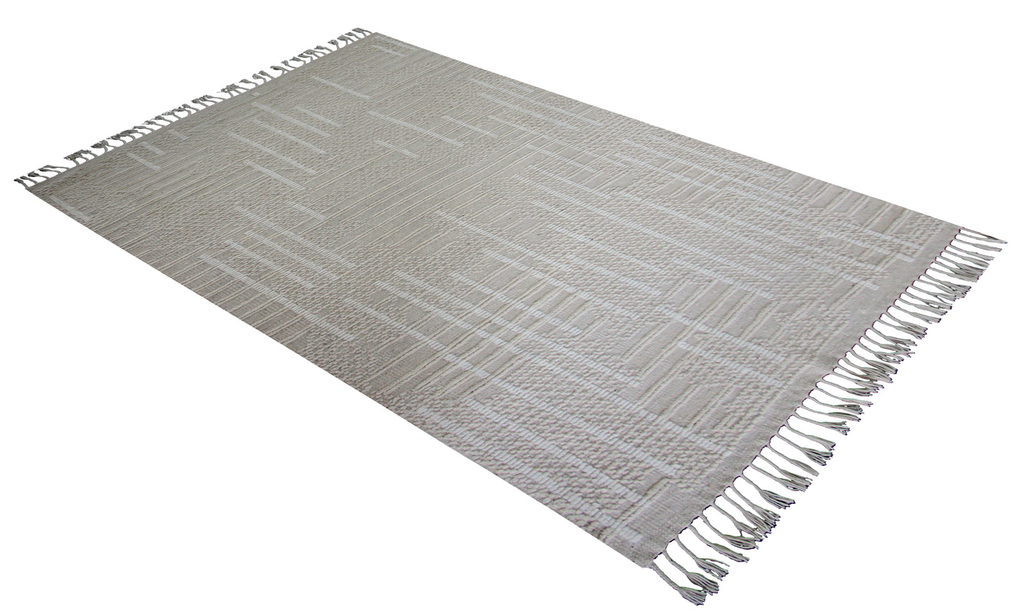 Hand Knotted ivory and Beige Textured Rug - Modern Area Rug 5.6x8.6 Feet