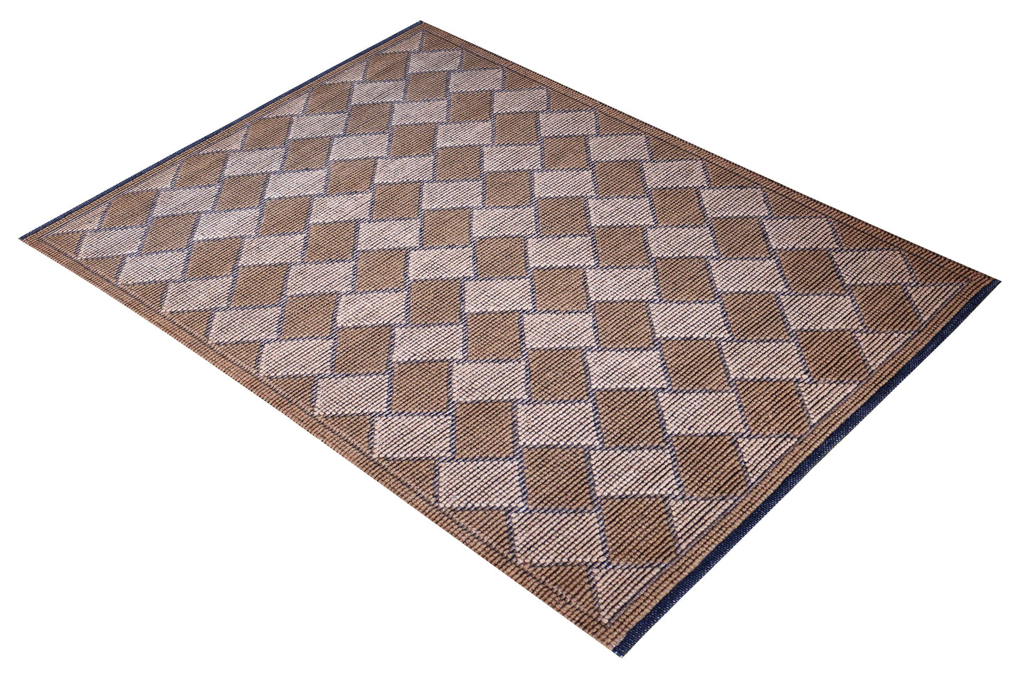 Natural Brown Ivory Diamond Lattice All-Over Woven Jute 4x6 Bhadohi Area Rug