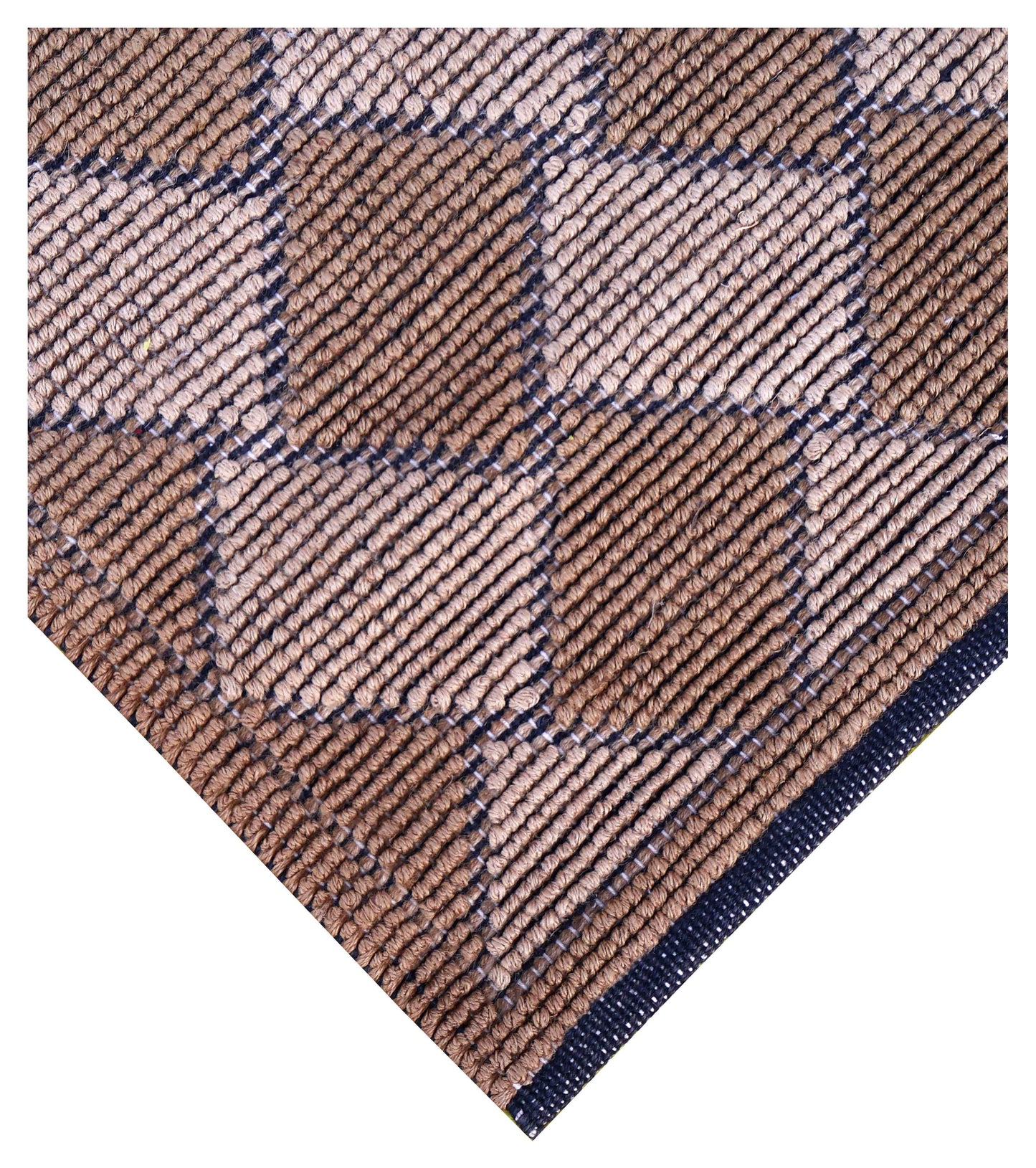 Natural Brown Ivory Diamond Lattice All-Over Woven Jute 4x6 Bhadohi Area Rug
