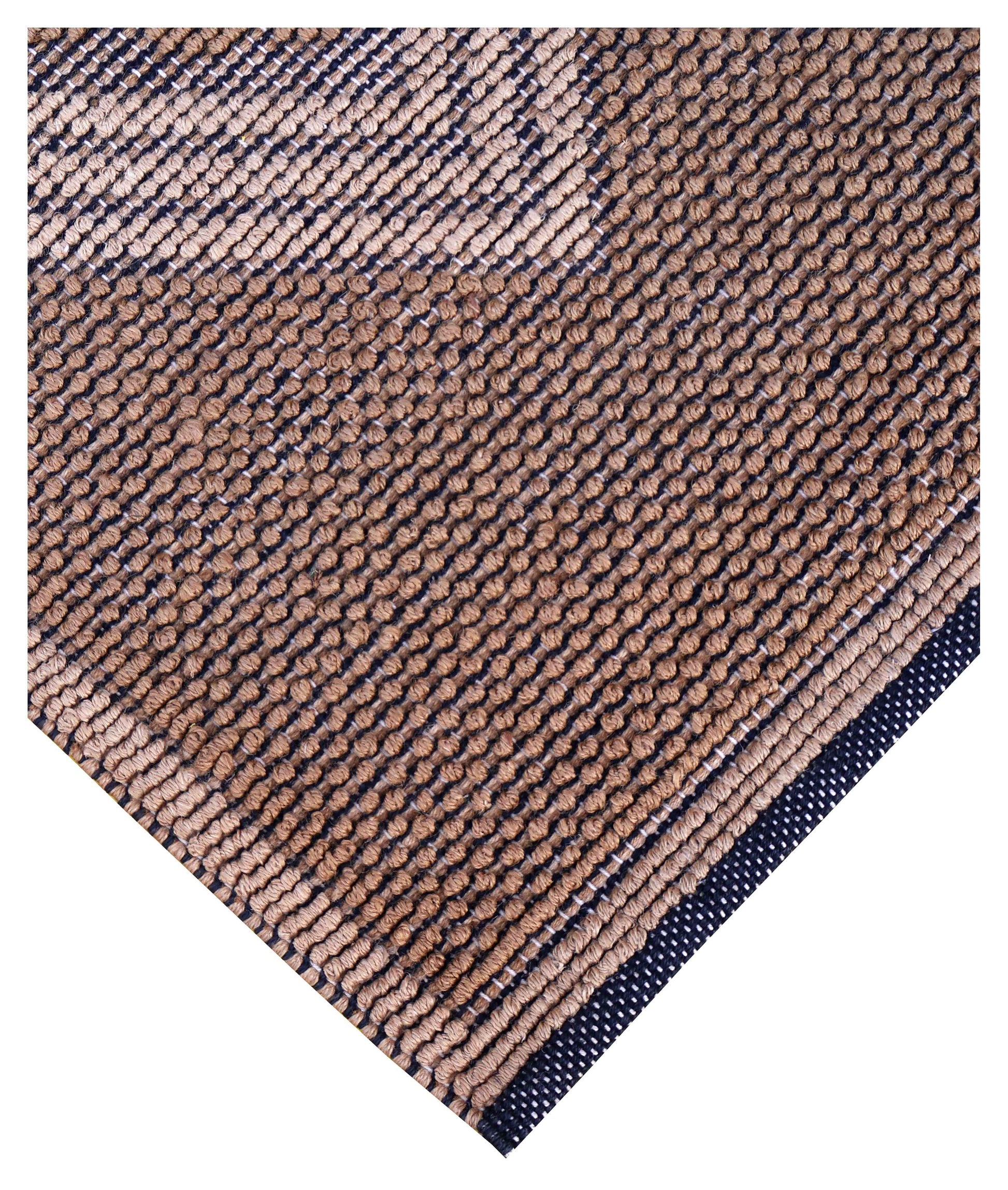 Natural Brown Ivory Diamond Geometric Woven Jute 4x5.6 Bhadohi Area Rug