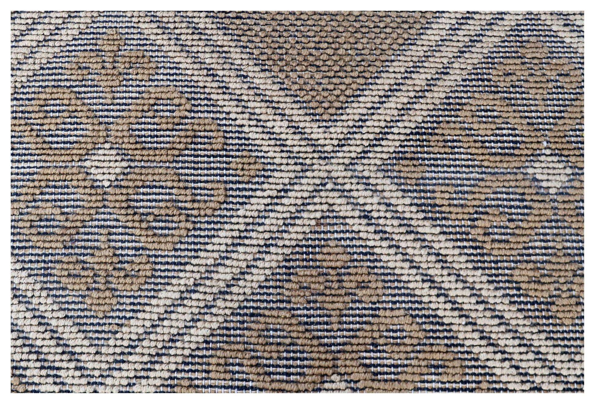 Natural Brown Ivory Diamond Geometric Woven Jute 4x5.6 Bhadohi Area Rug