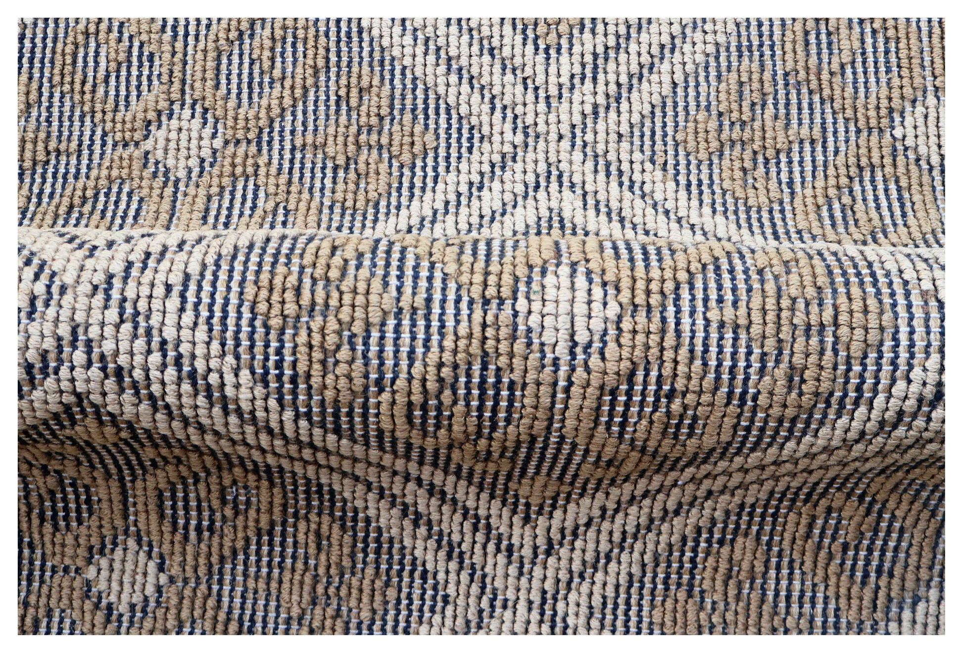 Natural Brown Ivory Diamond Geometric Woven Jute 4x5.6 Bhadohi Area Rug