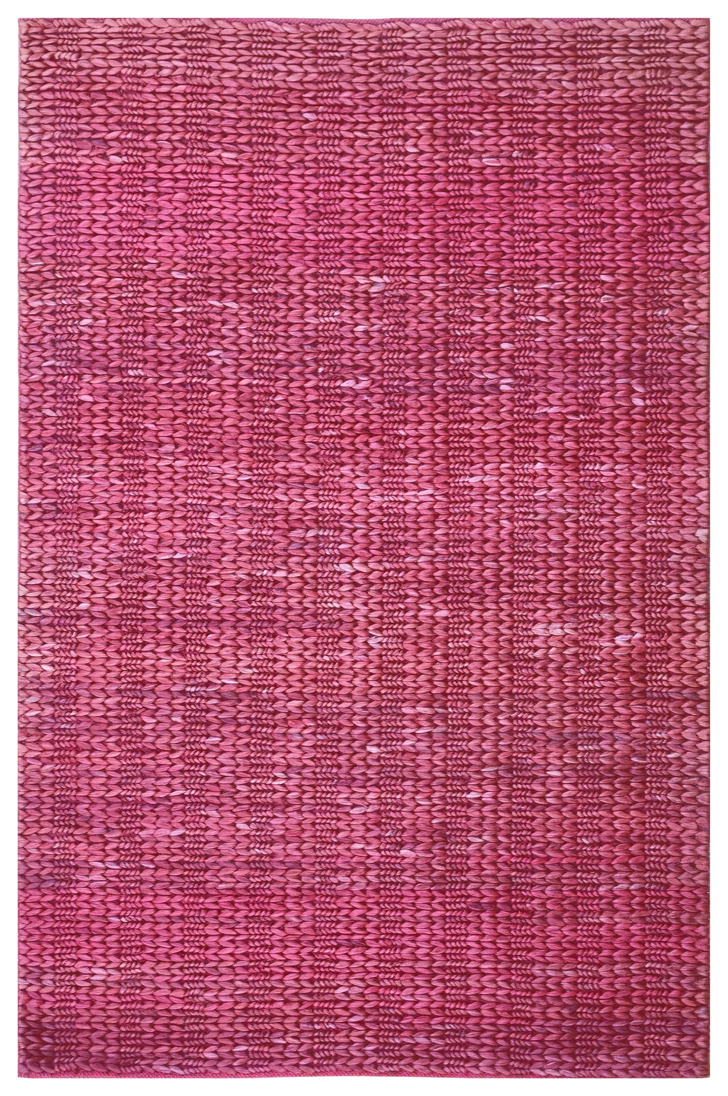 Fuchsia Hot Pink Braided Woven Jute 4.6x6.6 Bhadohi Area Rug