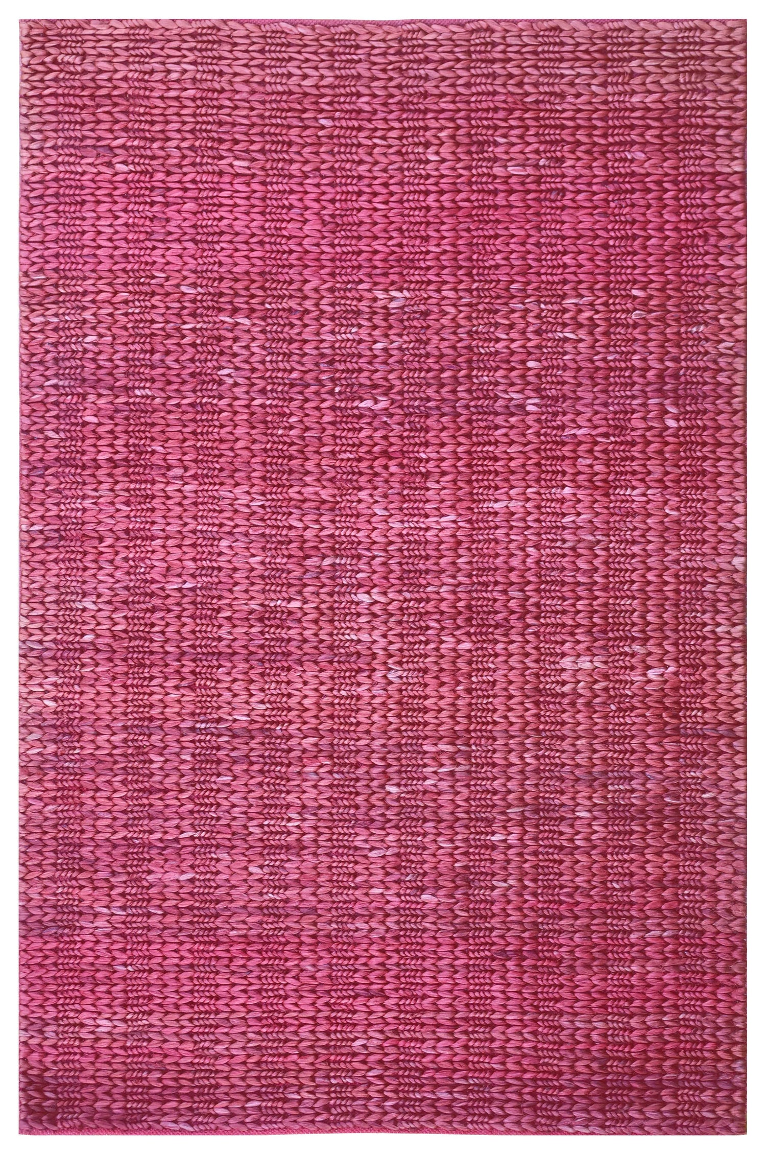 Fuchsia Hot Pink Braided Woven Jute 4.6x6.6 Bhadohi Area Rug