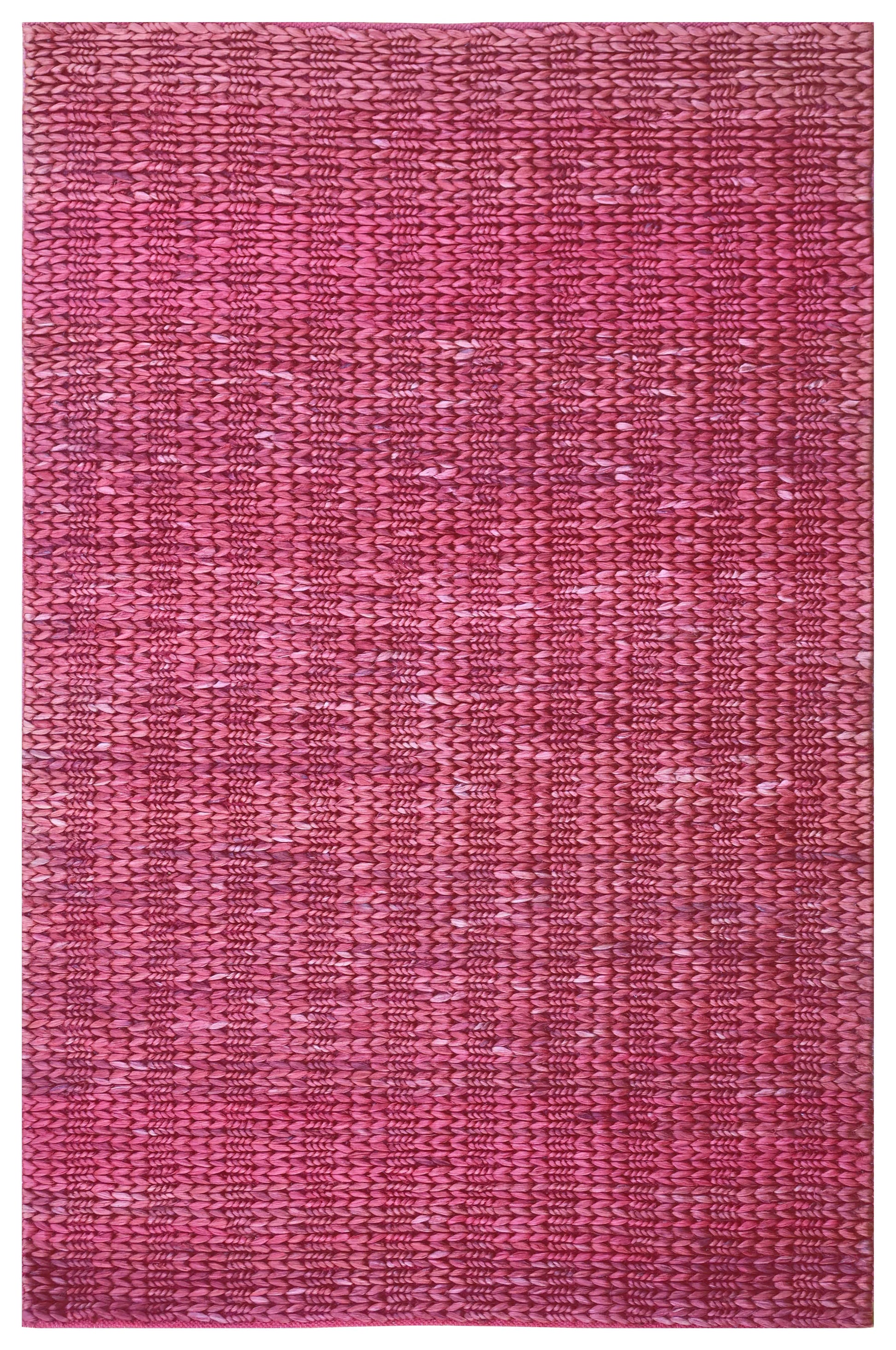 Fuchsia Hot Pink Braided Woven Jute 4.6x6.6 Bhadohi Area Rug
