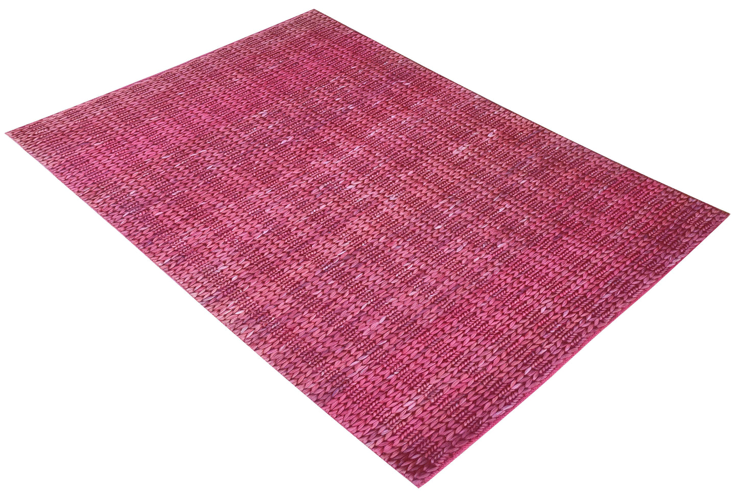Fuchsia Hot Pink Braided Woven Jute 4.6x6.6 Bhadohi Area Rug