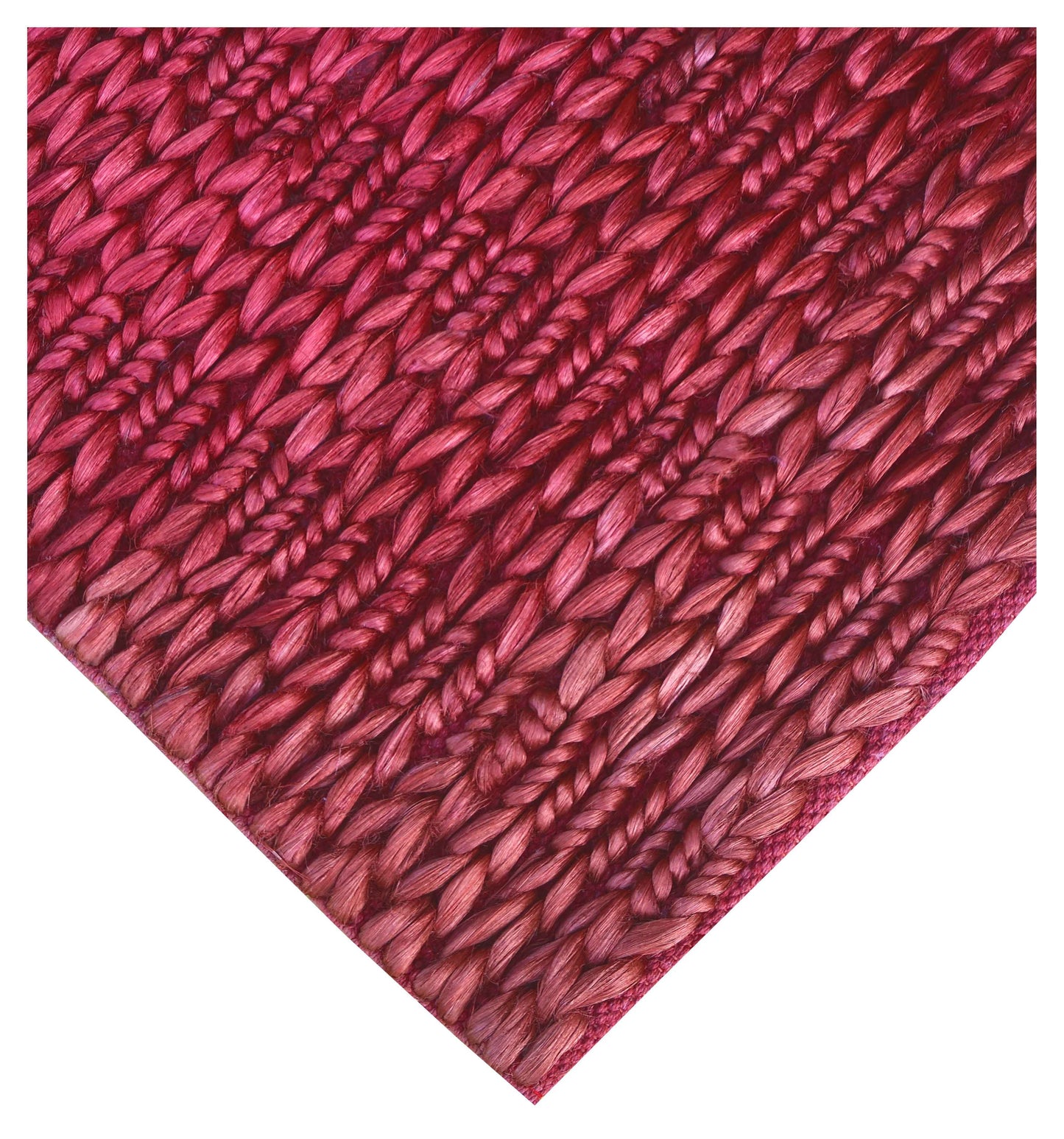 Fuchsia Hot Pink Braided Woven Jute 4.6x6.6 Bhadohi Area Rug