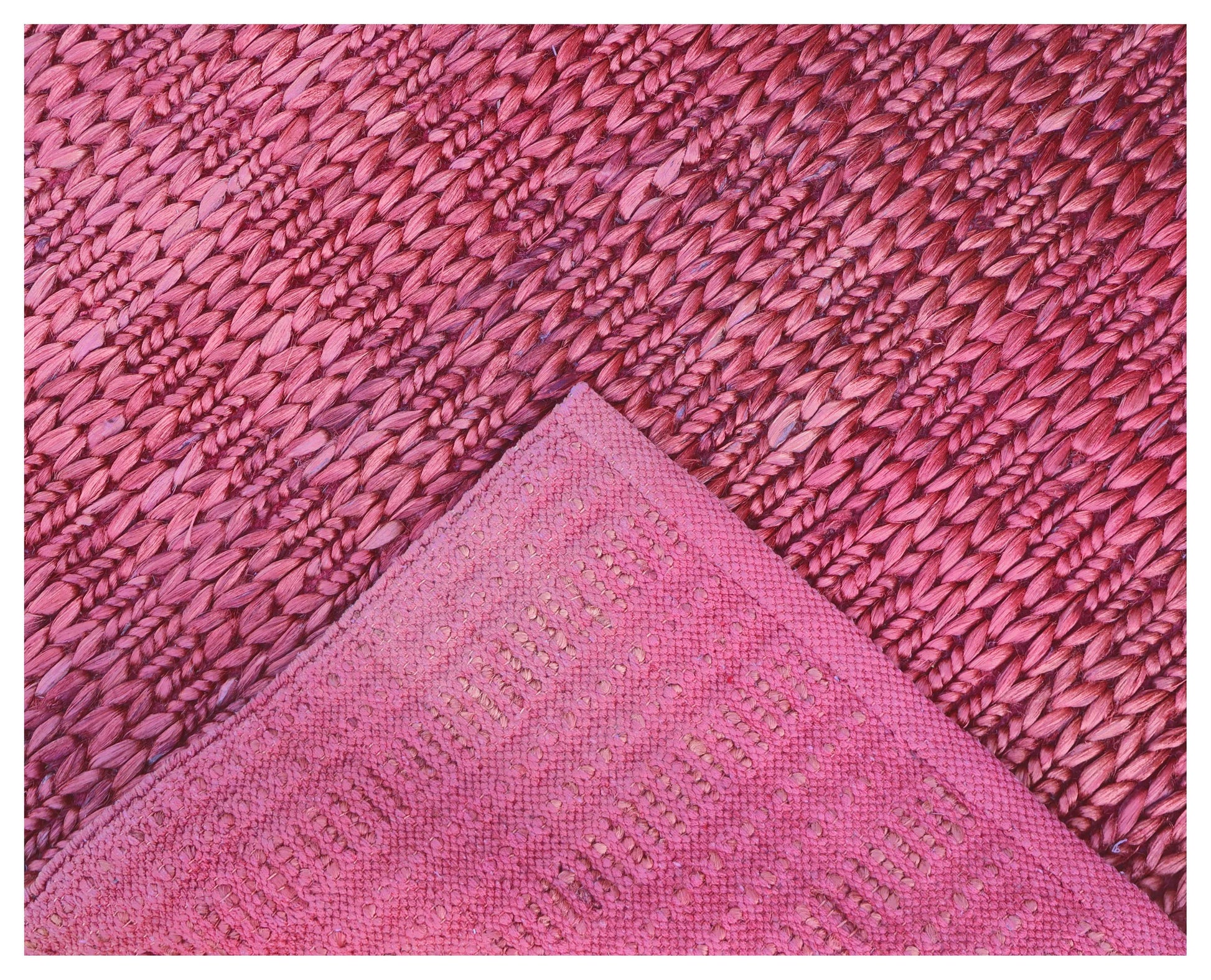 Fuchsia Hot Pink Braided Woven Jute 4.6x6.6 Bhadohi Area Rug