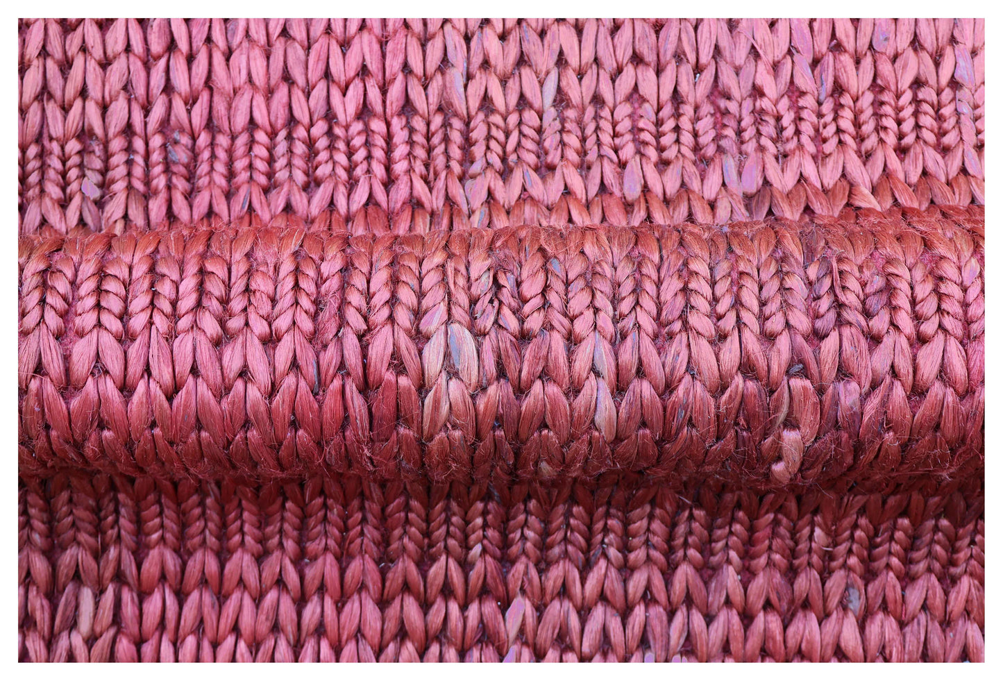 Fuchsia Hot Pink Braided Woven Jute 4.6x6.6 Bhadohi Area Rug