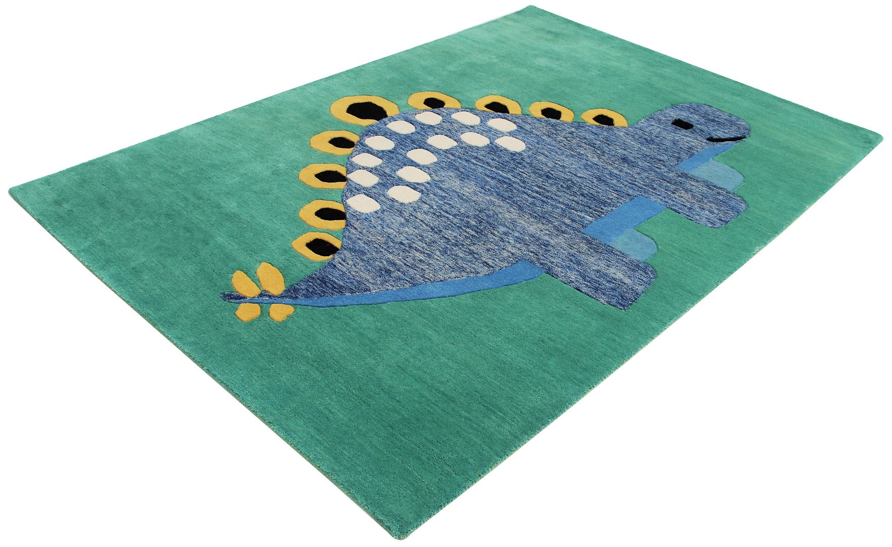 Blue Dinosaur Kids Rug – Custom Made Green Hand-Tufted kids Play Mat.