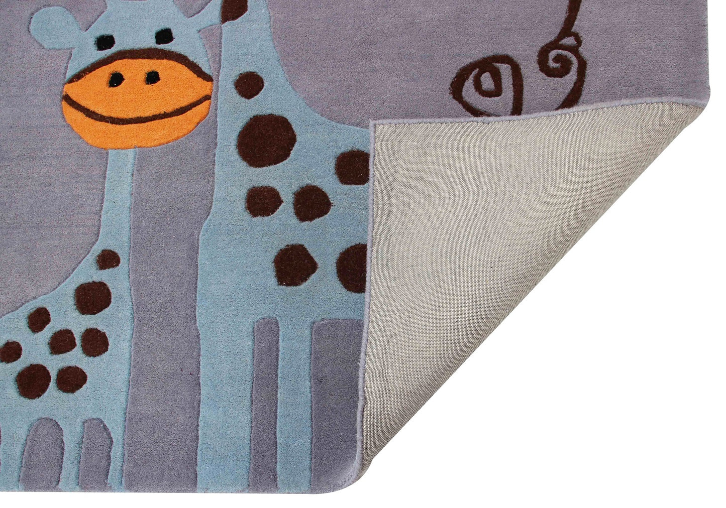 Giraffe Balloons Kids Rug – Custom Gray Hand-Tufted Nursery Play Mat.