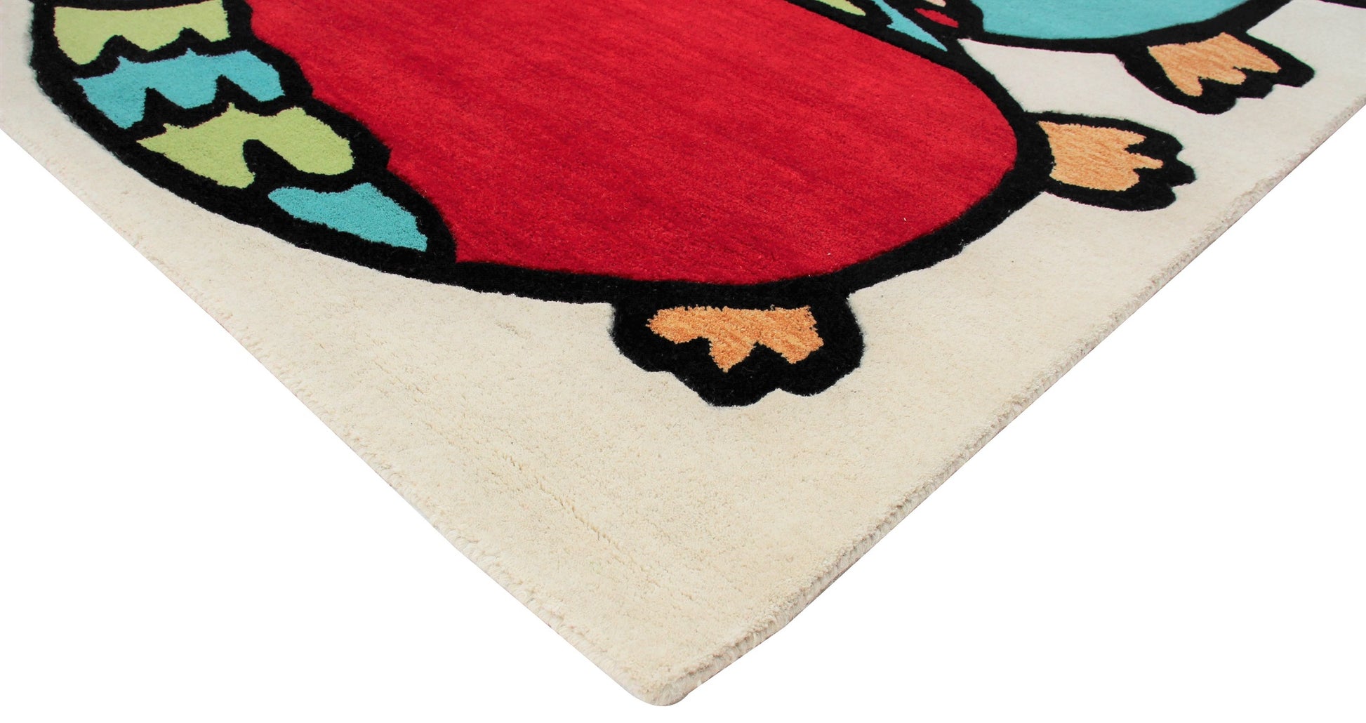 Hand-Tufted Beige Owl Kids Rug – Colorful Animal Theme Carpet for Nursery & Playroom.
