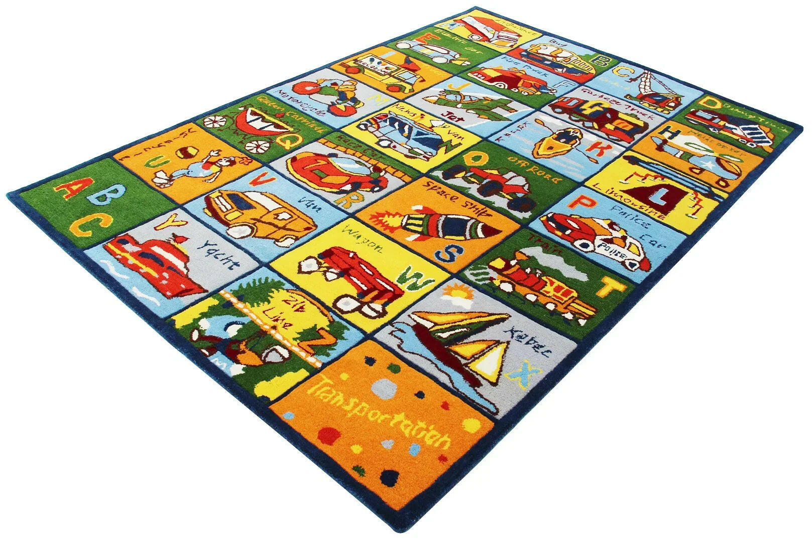 Playful Kids' Hand-Tufted Transportation Alphabet Multi Size Area Rug.