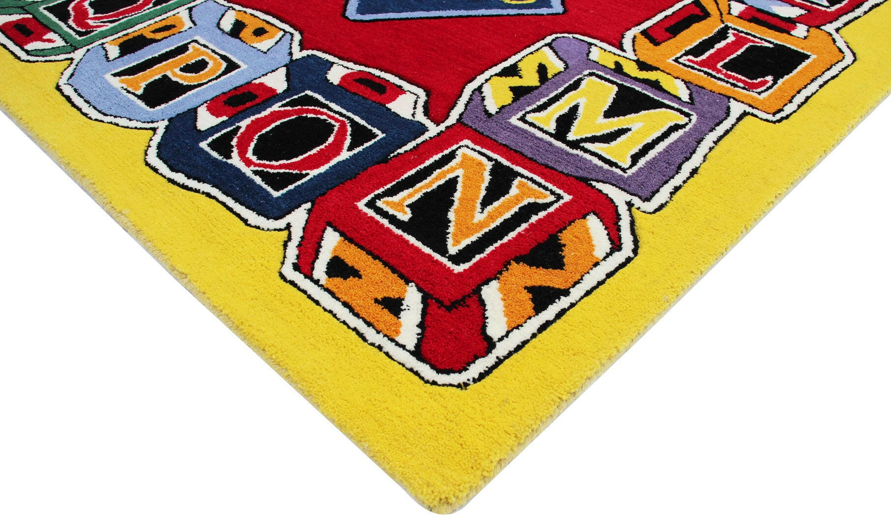 Educational Shapes & Alphabet Kids Rug – Custom Hand-Tufted Colorful Playroom Carpet for Learning Fun.