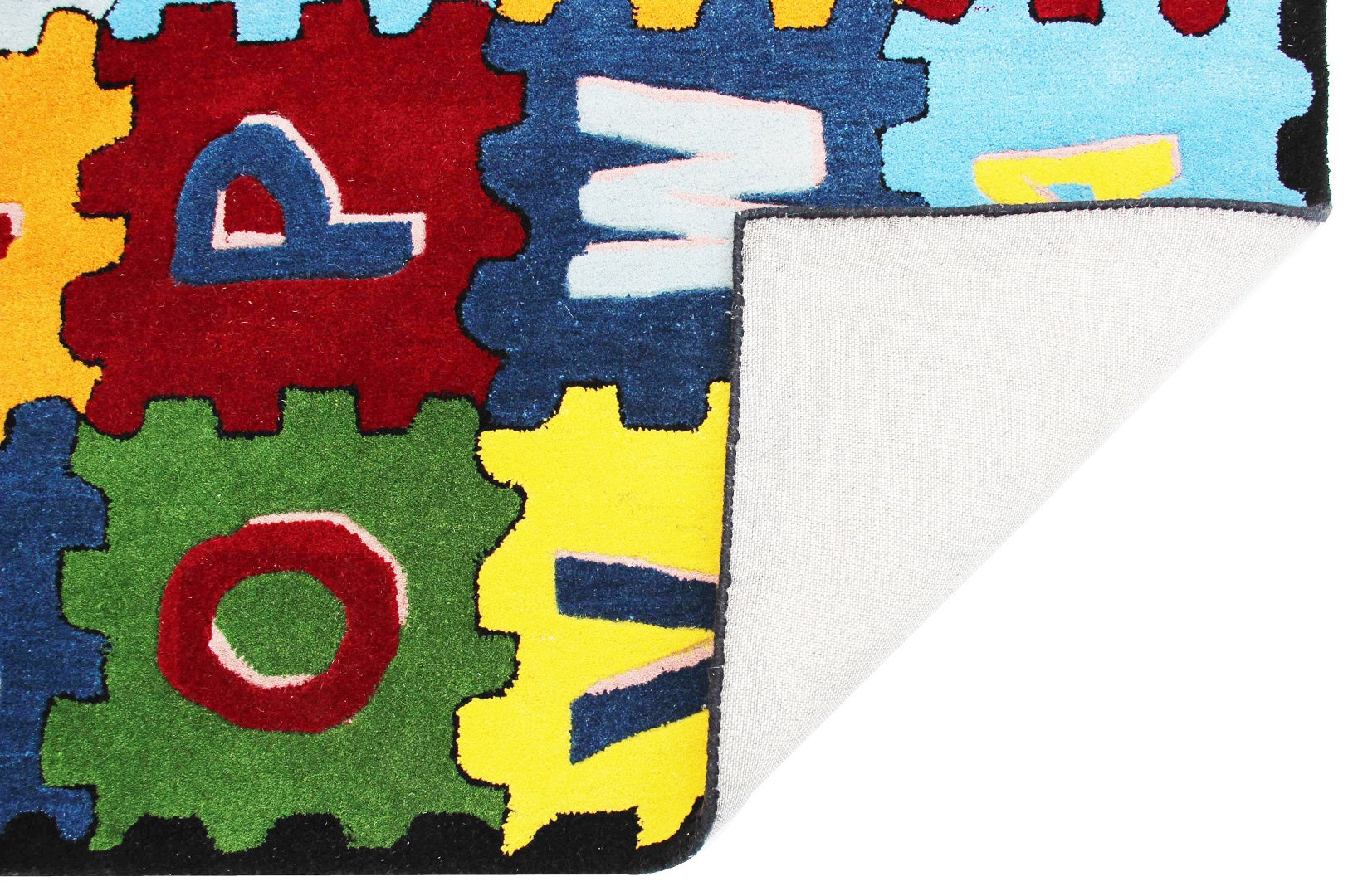 "Educational Alphabet & Numbers Hand-Tufted Custom made Kids Rug – Colorful Puzzle Design Playmat for Learning & Fun" - Tufts Knots