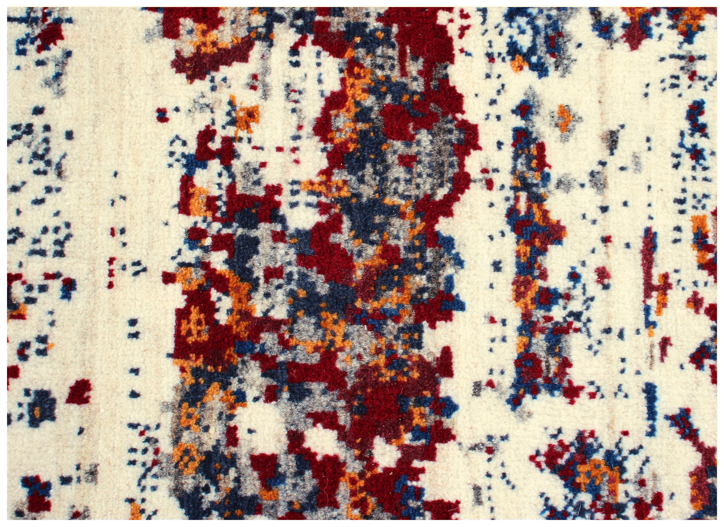 Hand Knotted Contemporary Abstract Wool Rug 5.6x8 Ivory Maroon Orange