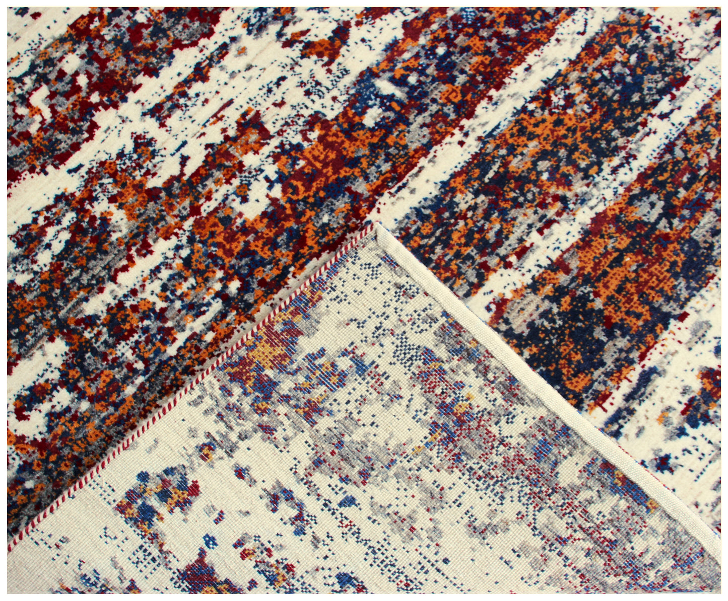 Hand Knotted Contemporary Abstract Wool Rug 5.6x8 Ivory Maroon Orange