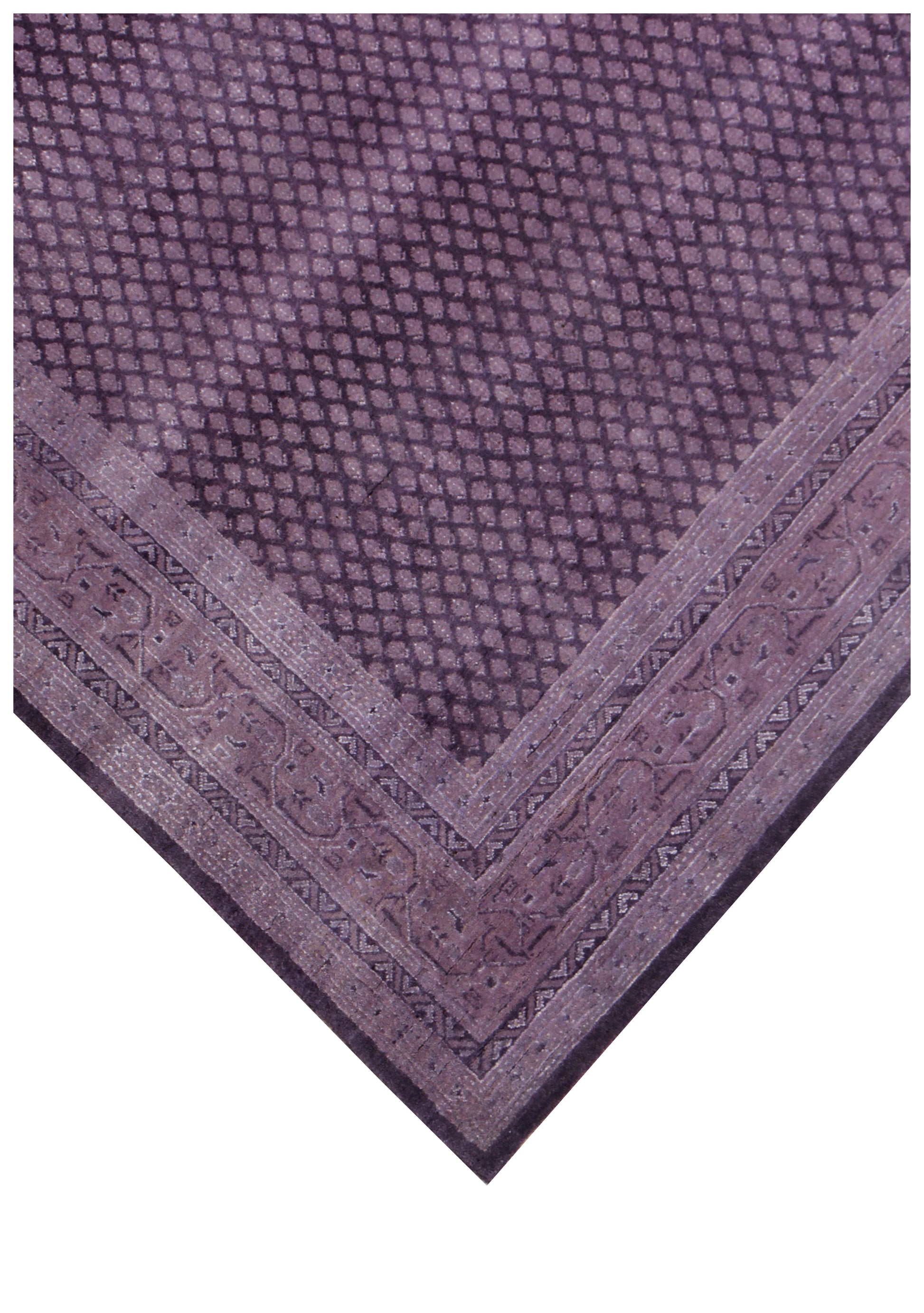 5.6x8 Fine Hand-Knotted Purple Geometric Wool Area Rug – Modern Luxury Handmade Carpet for Living Room & Bedroom.
