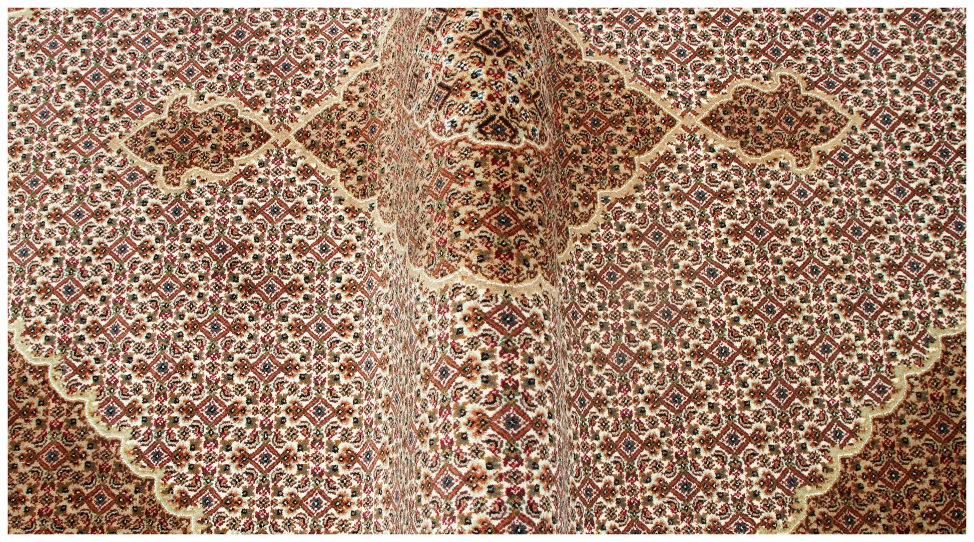 Fine Hand Knotted Premium look Brown Ivory and Gold Traditional Heriz medallion design multi size wool area rug.