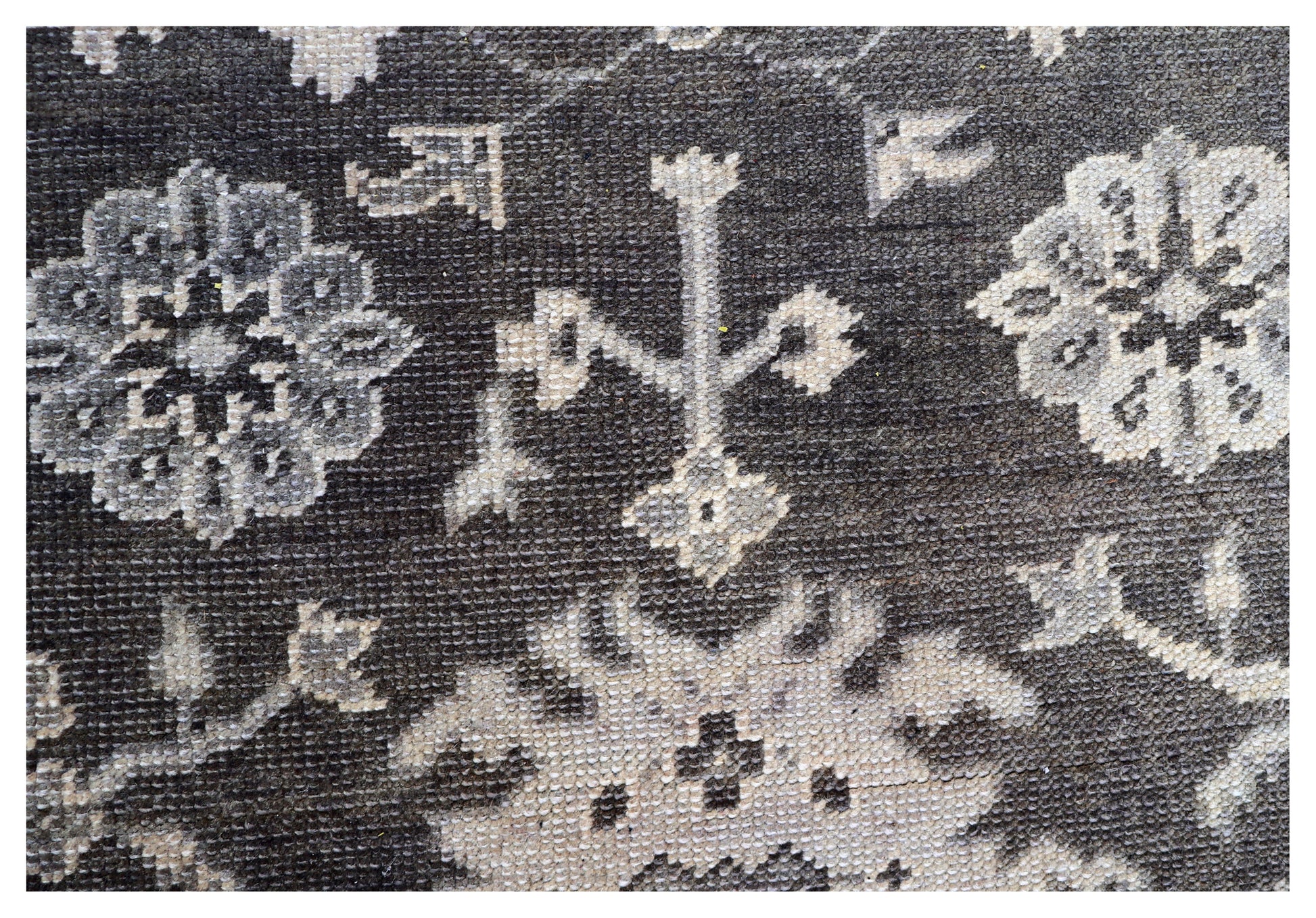 Charcoal Beige Oushak Floral Vine Wool Hand Knotted Antique Vintage 8x10 Area Rug