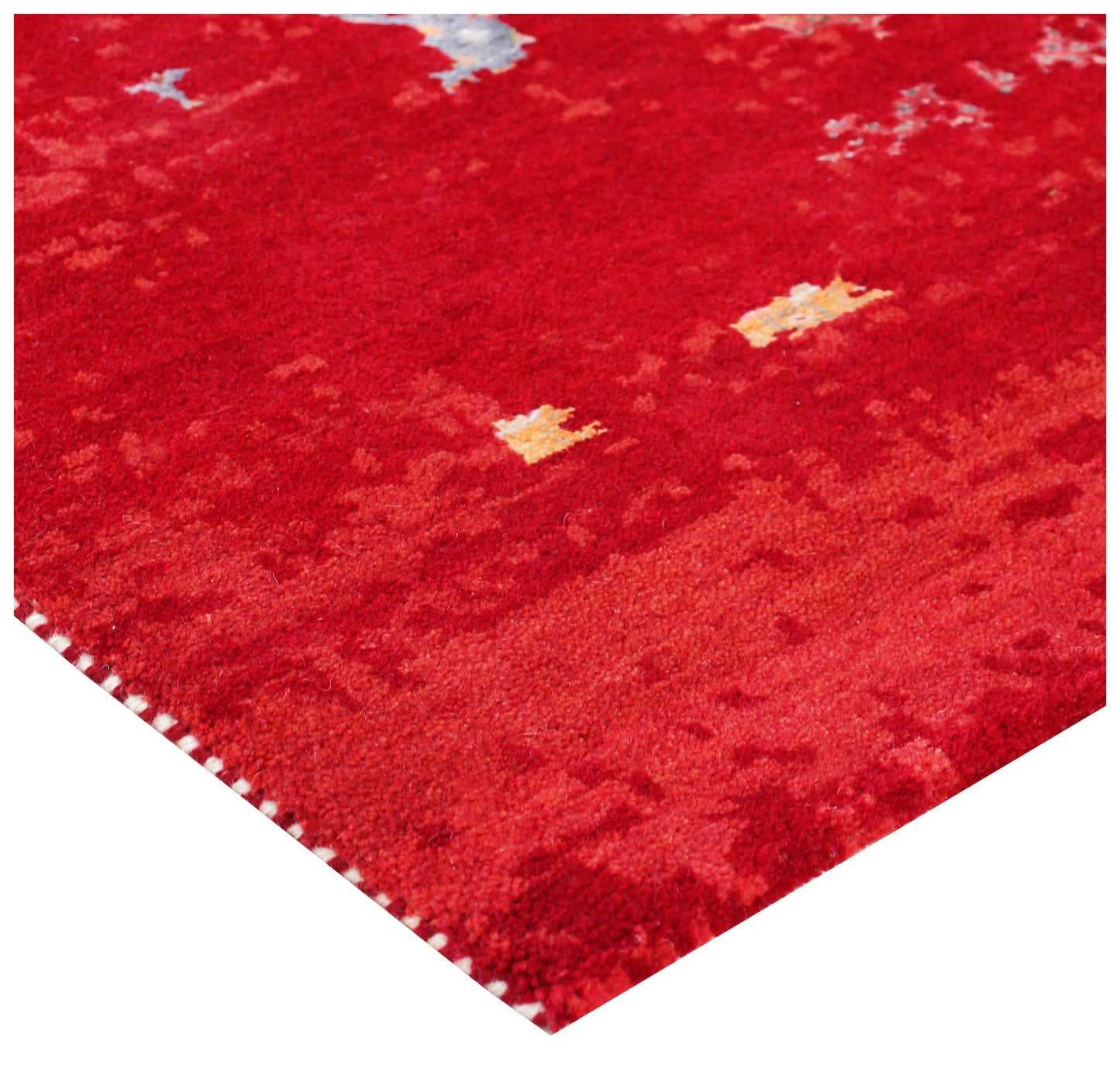 Hand Knotted Contemporary Abstract Wool Rug 5.6x8 Red Multi Distressed