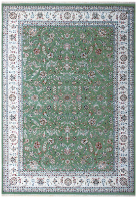 Sage Green Celadon Ivory Cream Persian Nain Floral Hand Knotted Wool Bamboo Silk 10x14 Bhadohi Area Rug