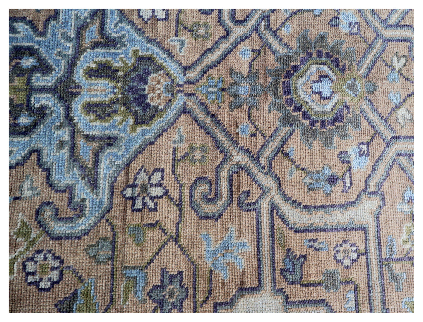 Vintage Rust Caramel Violet Plum Teal Traditional Heriz Floral Lattice Hand Knotted Wool 8x10 Bhadohi Area Rug