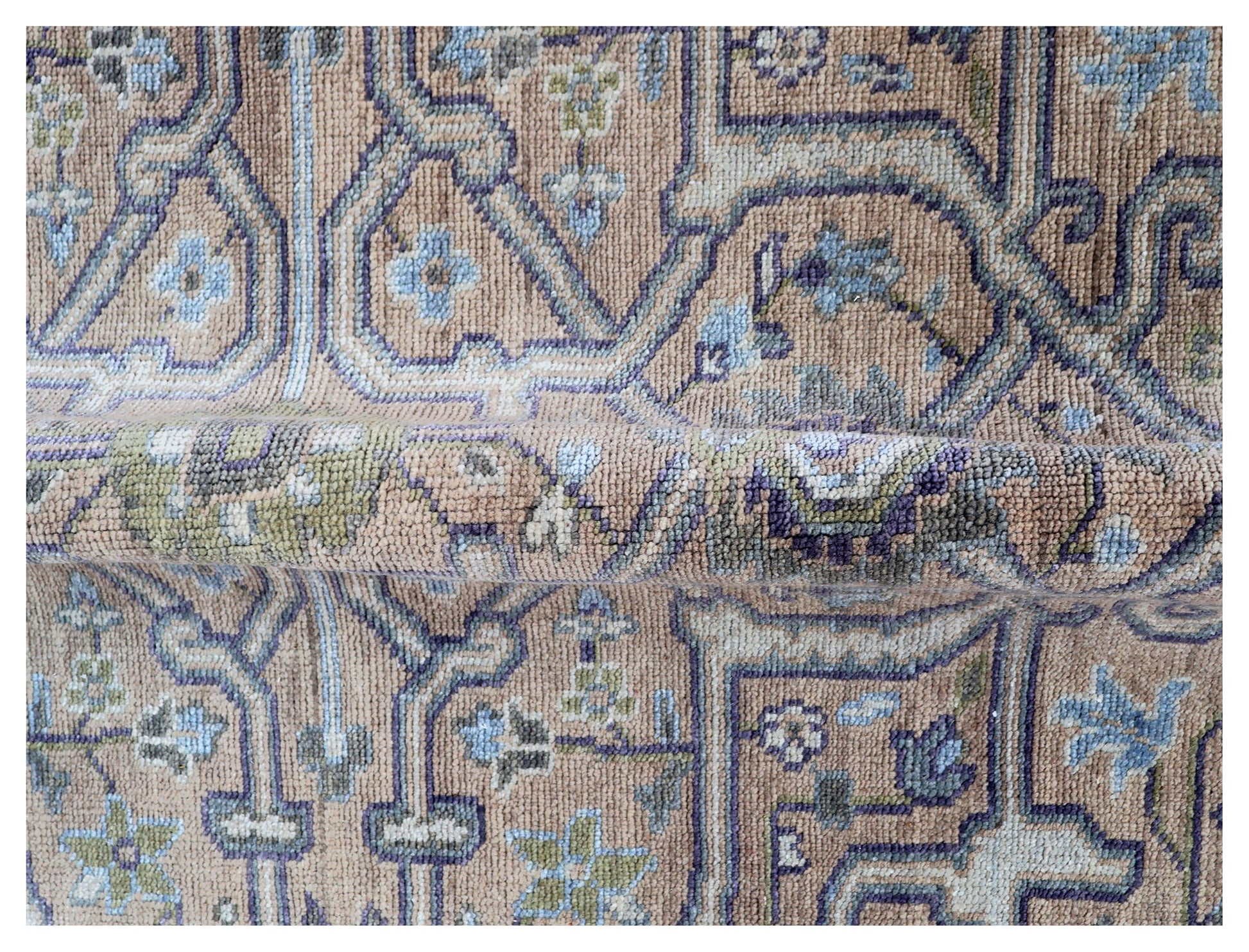 Vintage Rust Caramel Violet Plum Teal Traditional Heriz Floral Lattice Hand Knotted Wool 8x10 Bhadohi Area Rug