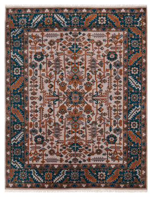 8x10 Ivory Teal Rust Turkish Oushak Floral Hand Knotted Wool Vintage Style Area Rug