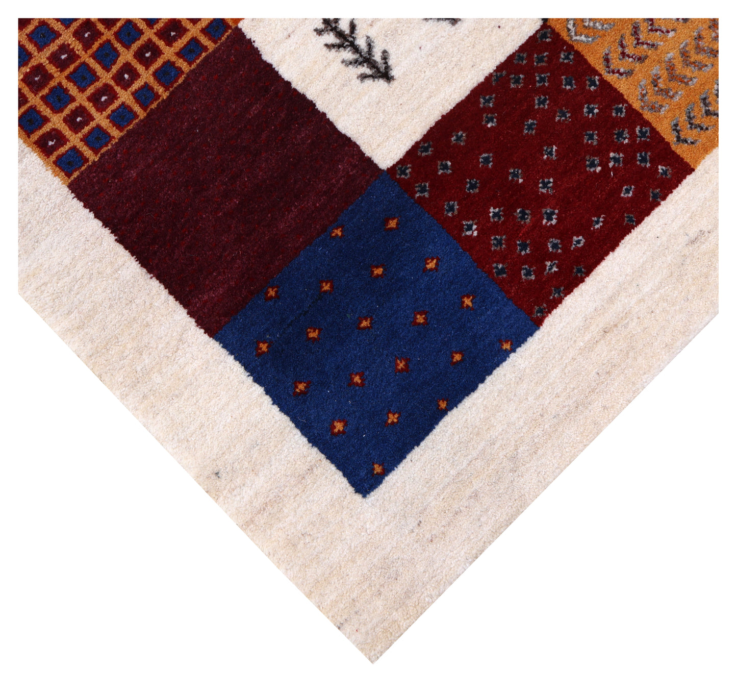 Multi Colour Gabbeh Lori Patchwork Grid Hand Knotted Wool Traditional 5.6x8 Area Rug