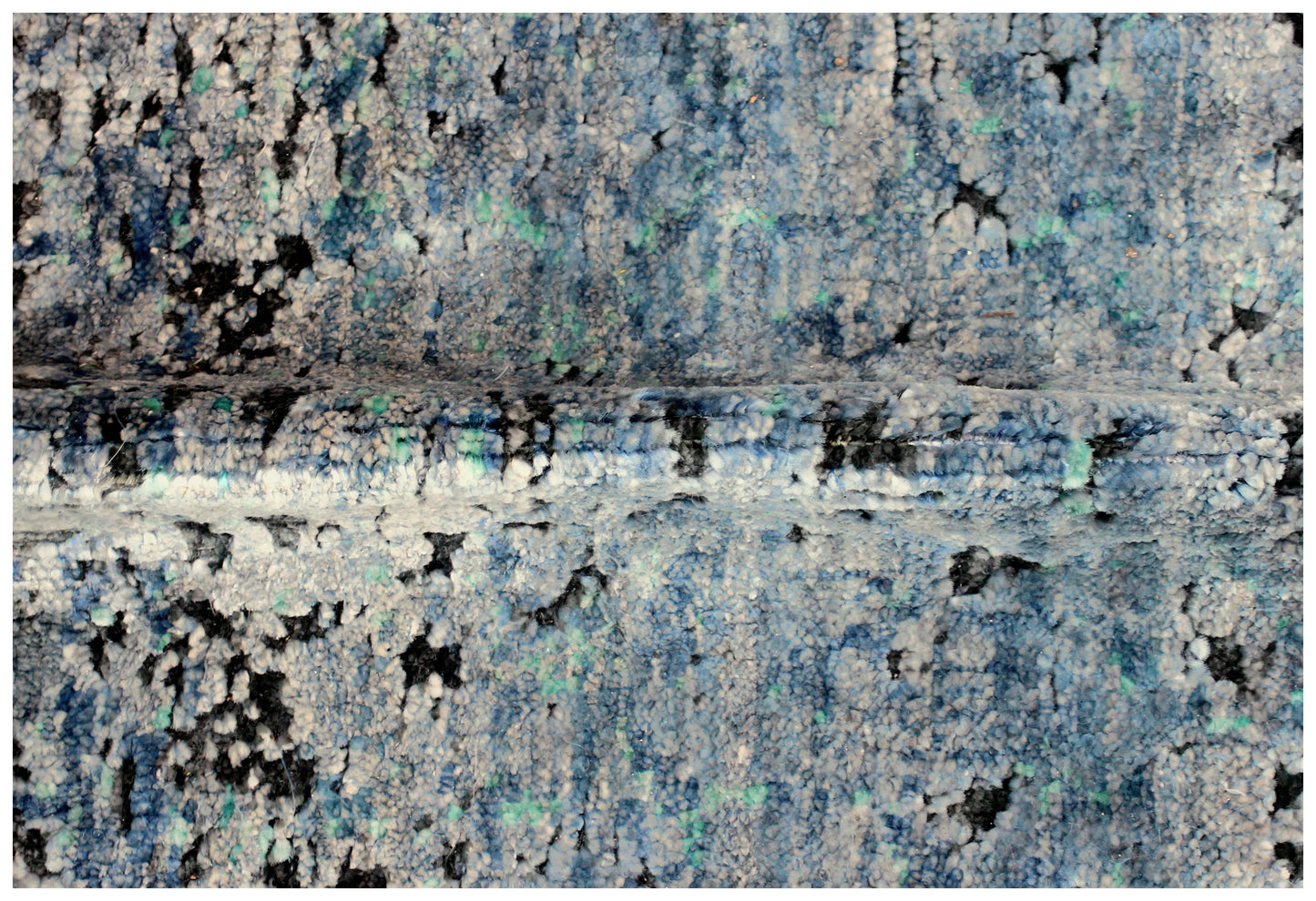 Vintage Antique Distressed 8x10 Wool Viscose Area Rug - Blue Turquoise Silver Hand Knotted Abstract