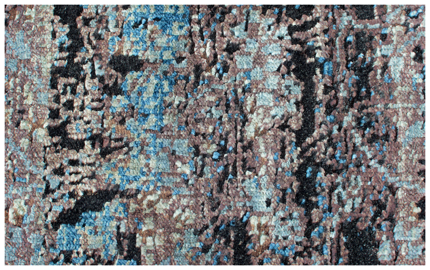 Hand Knotted Abstract 8x10 Area Rug - Brown Beige Turquoise Vintage Antique Wool Viscose Distressed