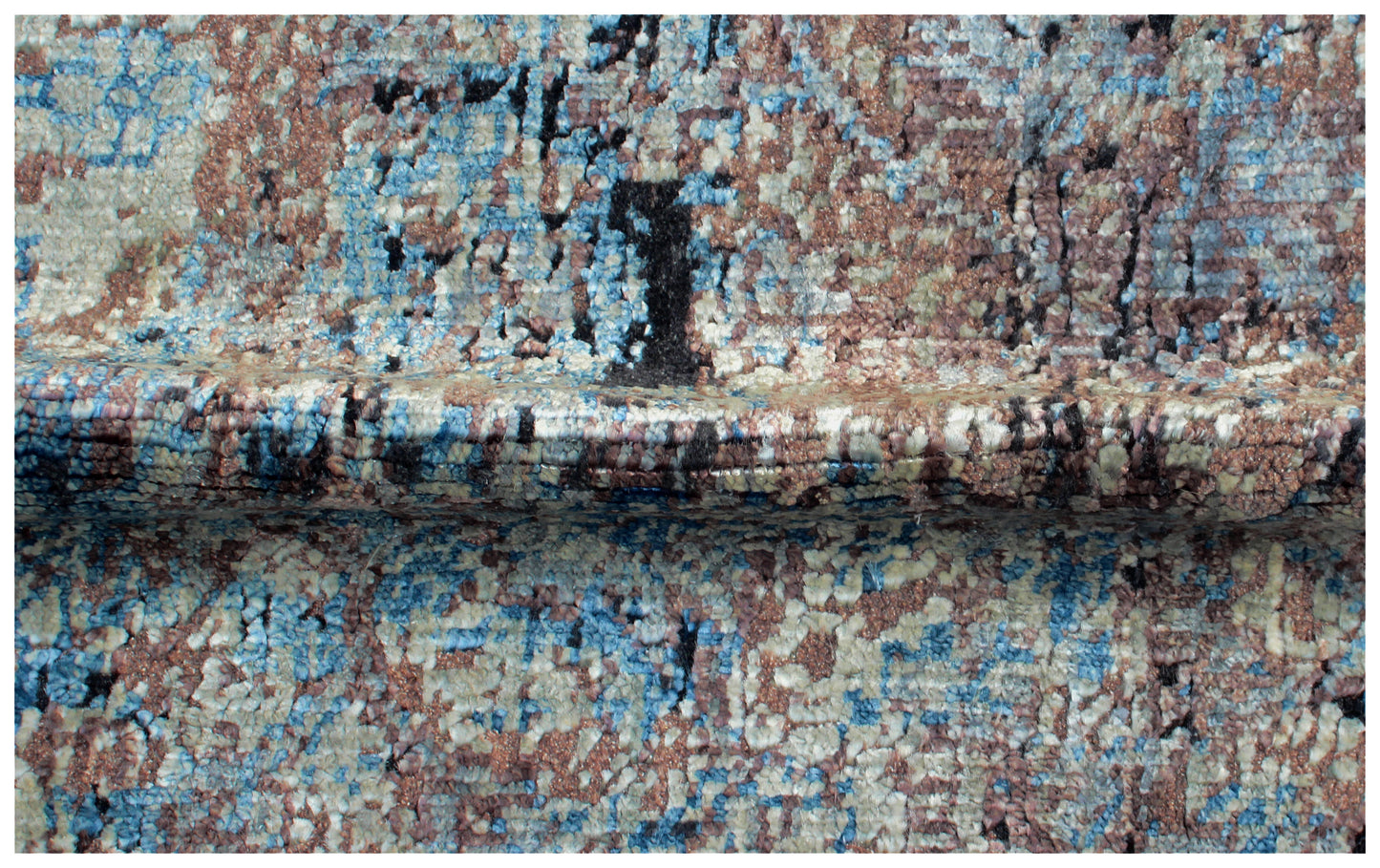 Hand Knotted Abstract 8x10 Area Rug - Brown Beige Turquoise Vintage Antique Wool Viscose Distressed