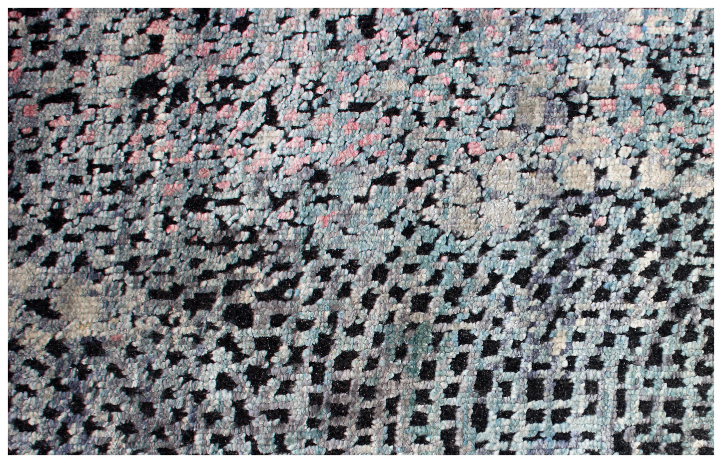 8x10 Distressed Vintage Antique Wool Viscose Area Rug - Grey Pink Beige Hand Knotted Abstract