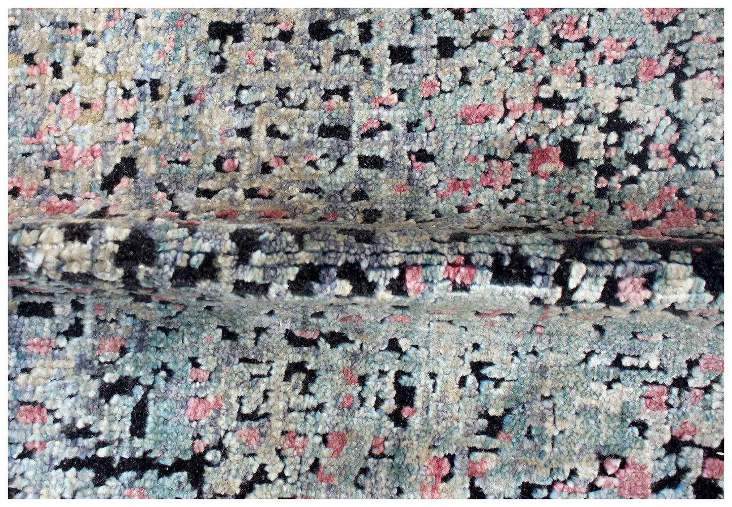 8x10 Distressed Vintage Antique Wool Viscose Area Rug - Grey Pink Beige Hand Knotted Abstract