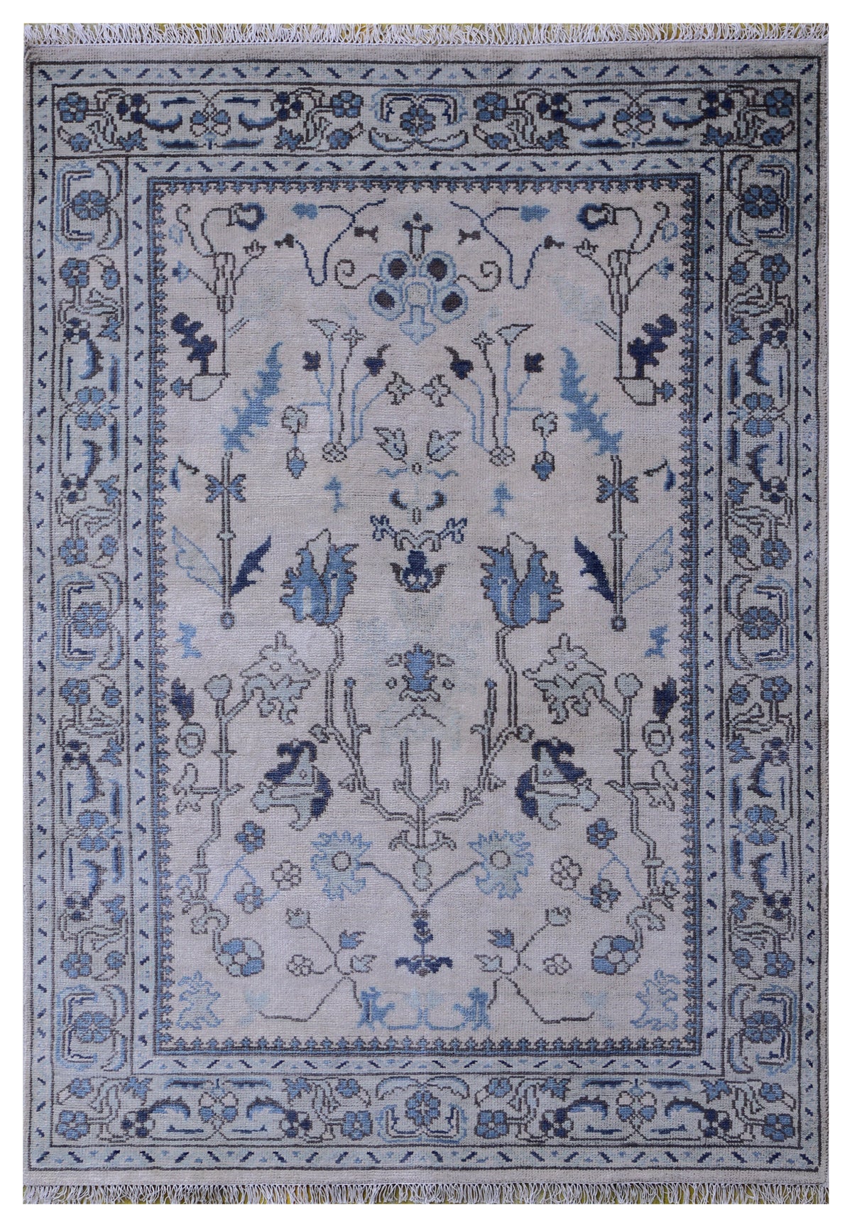 Traditional Oriental Oushak Silver Blue Hand Knotted 5.6x8 Area Rug