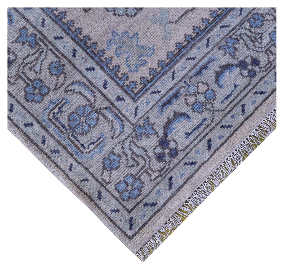 Traditional Oriental Oushak Silver Blue Hand Knotted 5.6x8 Area Rug
