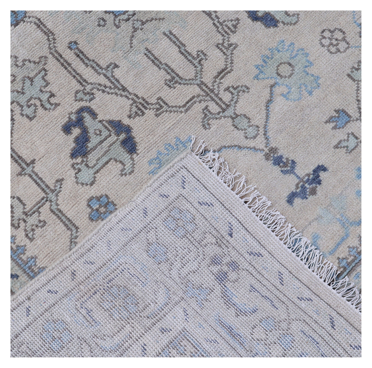 Traditional Oriental Oushak Silver Blue Hand Knotted 5.6x8 Area Rug